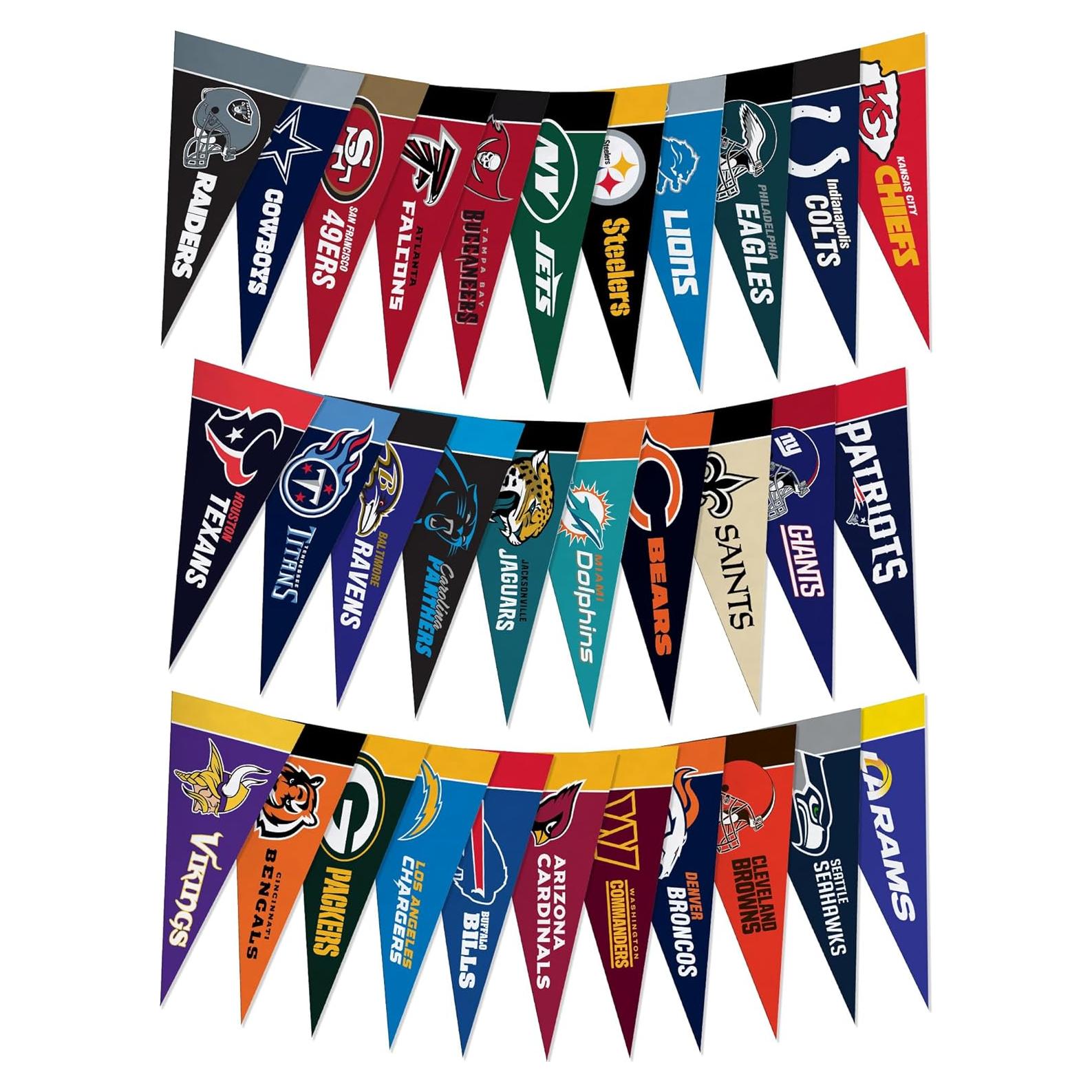 Conjunto de Mini Banderas de Fieltro Rico NFL 4" x 9"