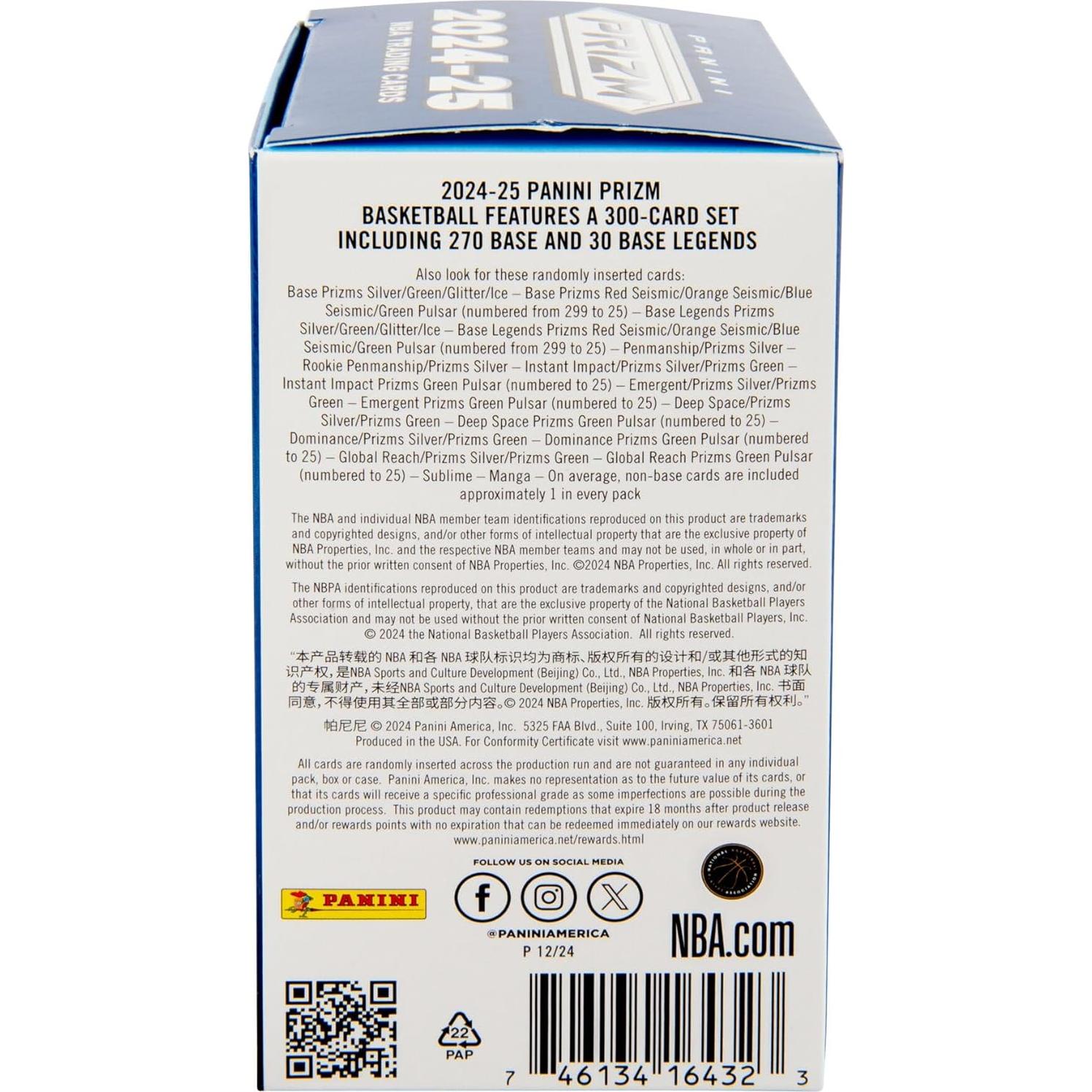 Caja de Blaster Tarjetas Baloncesto Panini Prizm 2024-25