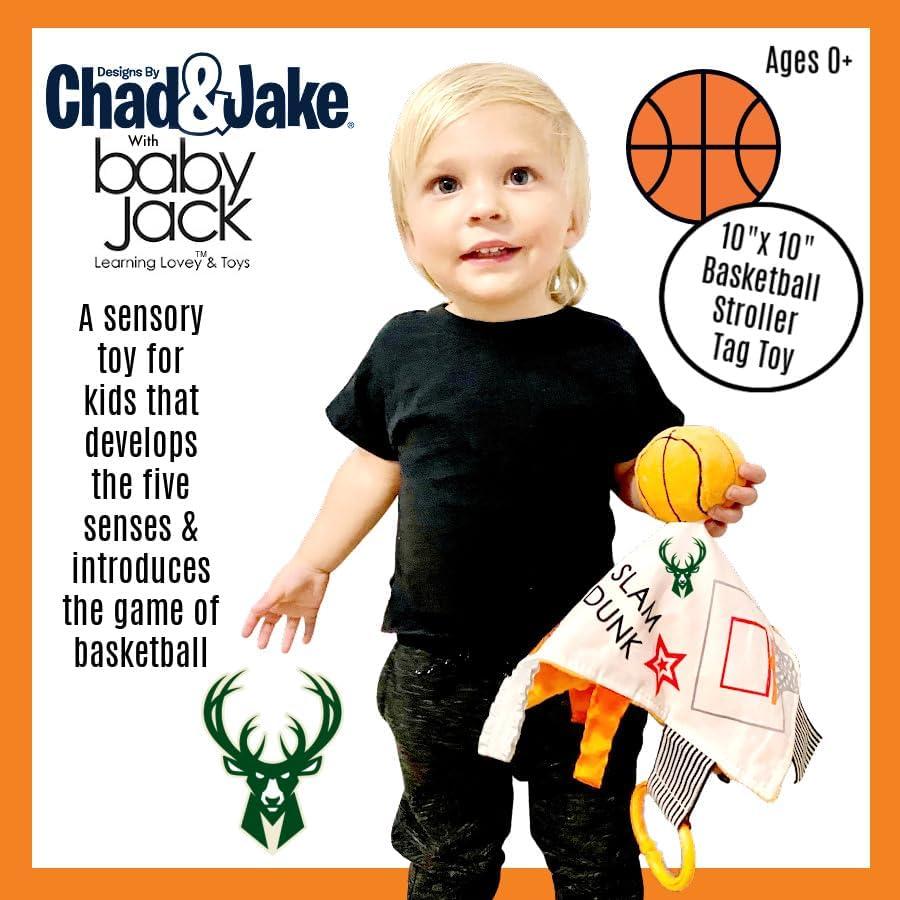 Juguete Sensorial de Etiquetas Milwaukee Bucks - Baby Jack - 20x20cm