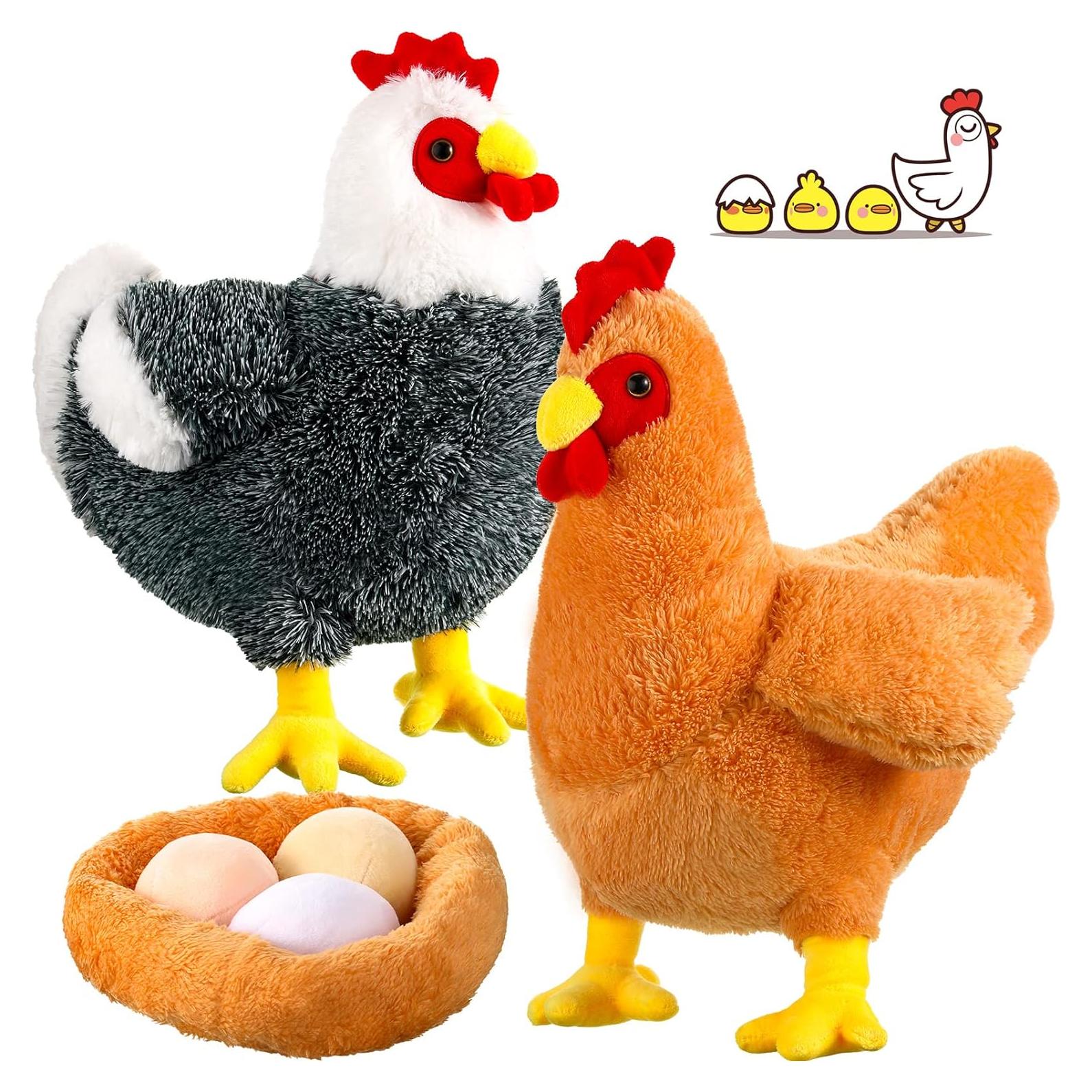 Civaner 2 Pcs Juguetes de Peluche Pollo 30.48 cm con Huevos