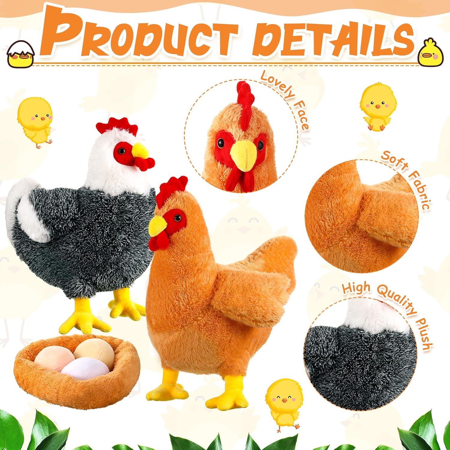 Civaner 2 Pcs Juguetes de Peluche Pollo 30.48 cm con Huevos