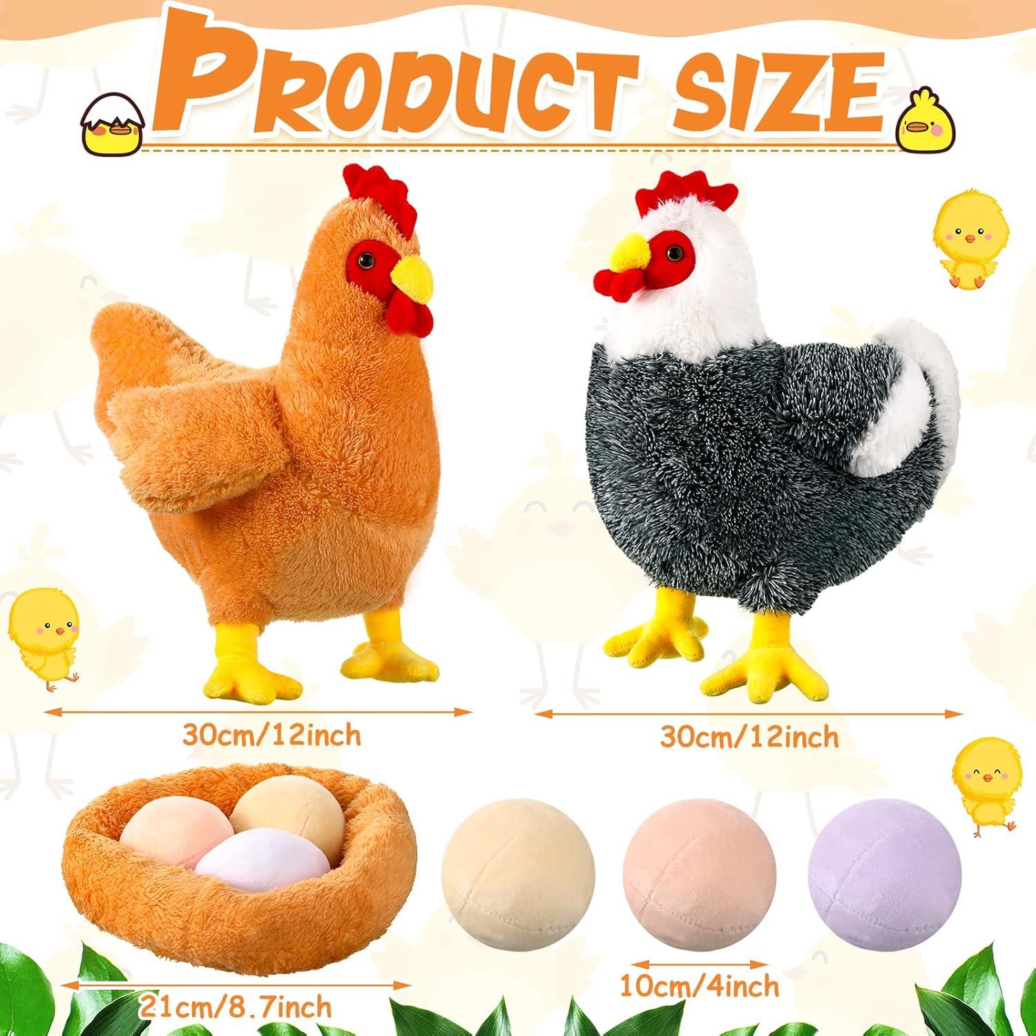 Civaner 2 Pcs Juguetes de Peluche Pollo 30.48 cm con Huevos