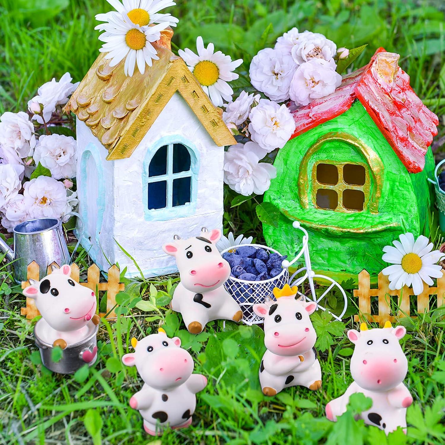 14 Figuras de Vaca Miniatura Blulu para Decoración de Pasteles