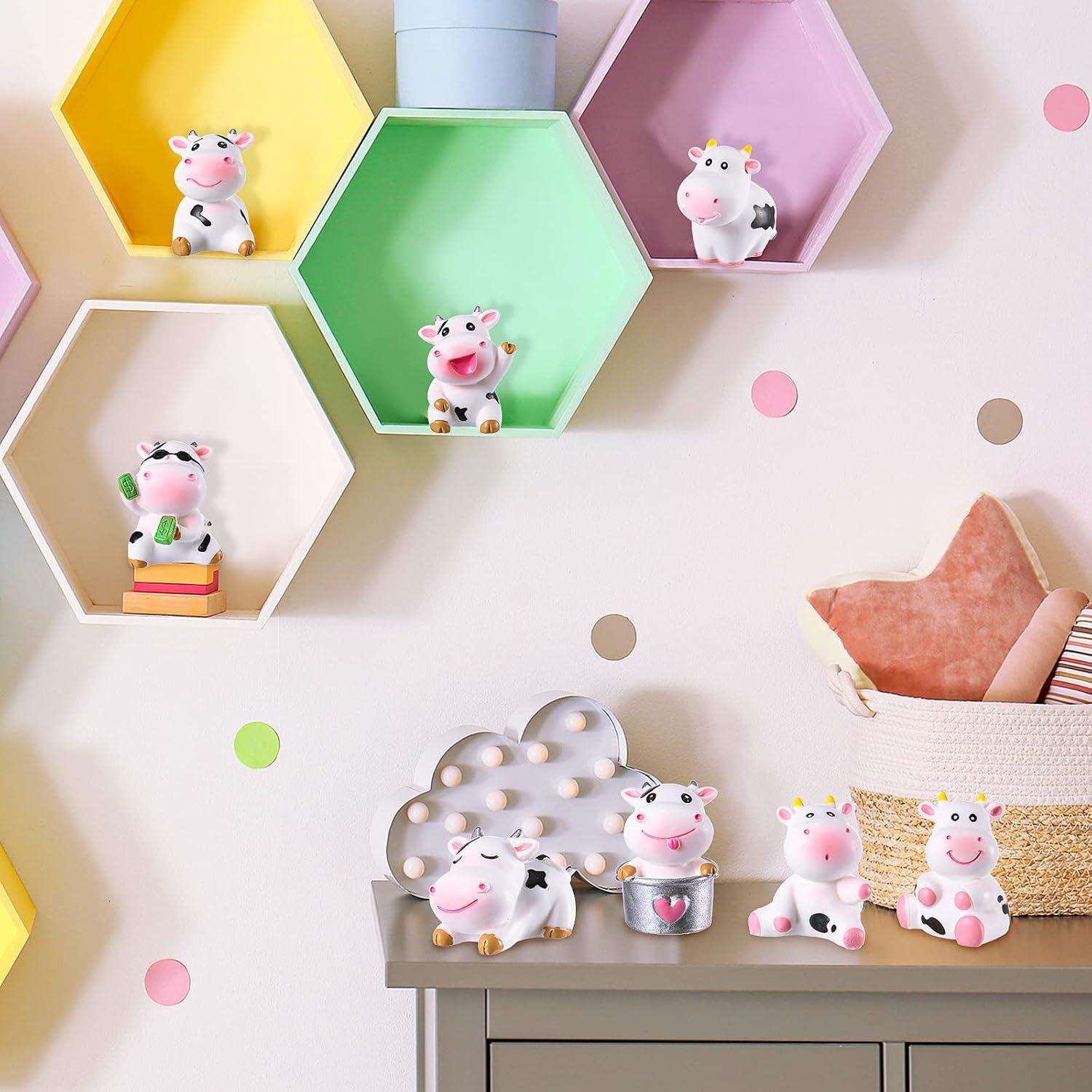 14 Figuras de Vaca Miniatura Blulu para Decoración de Pasteles