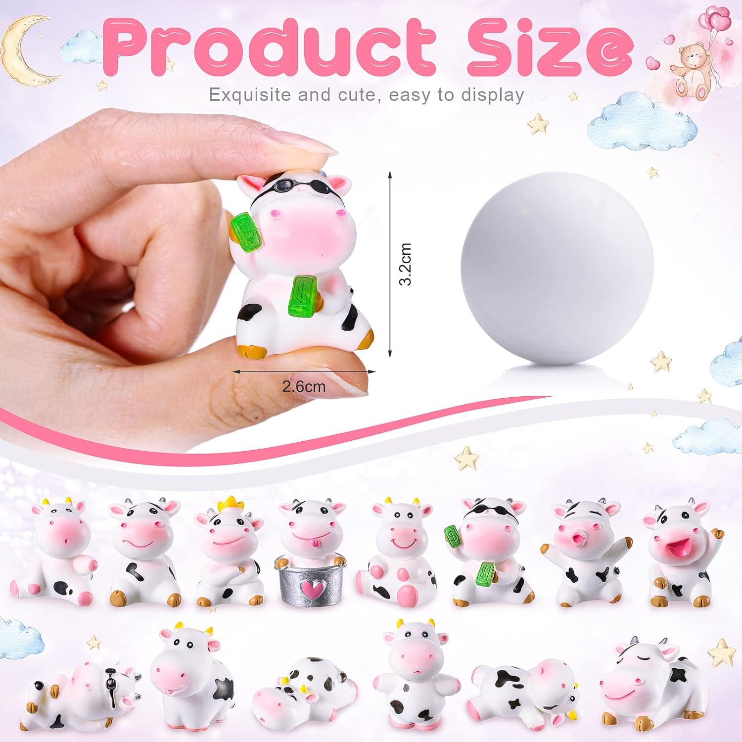 14 Figuras de Vaca Miniatura Blulu para Decoración de Pasteles