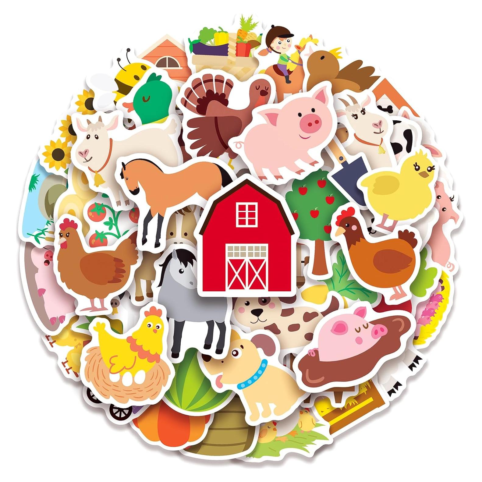 Calcomanías de Animales de Granja Cleverplay - 100 Piezas