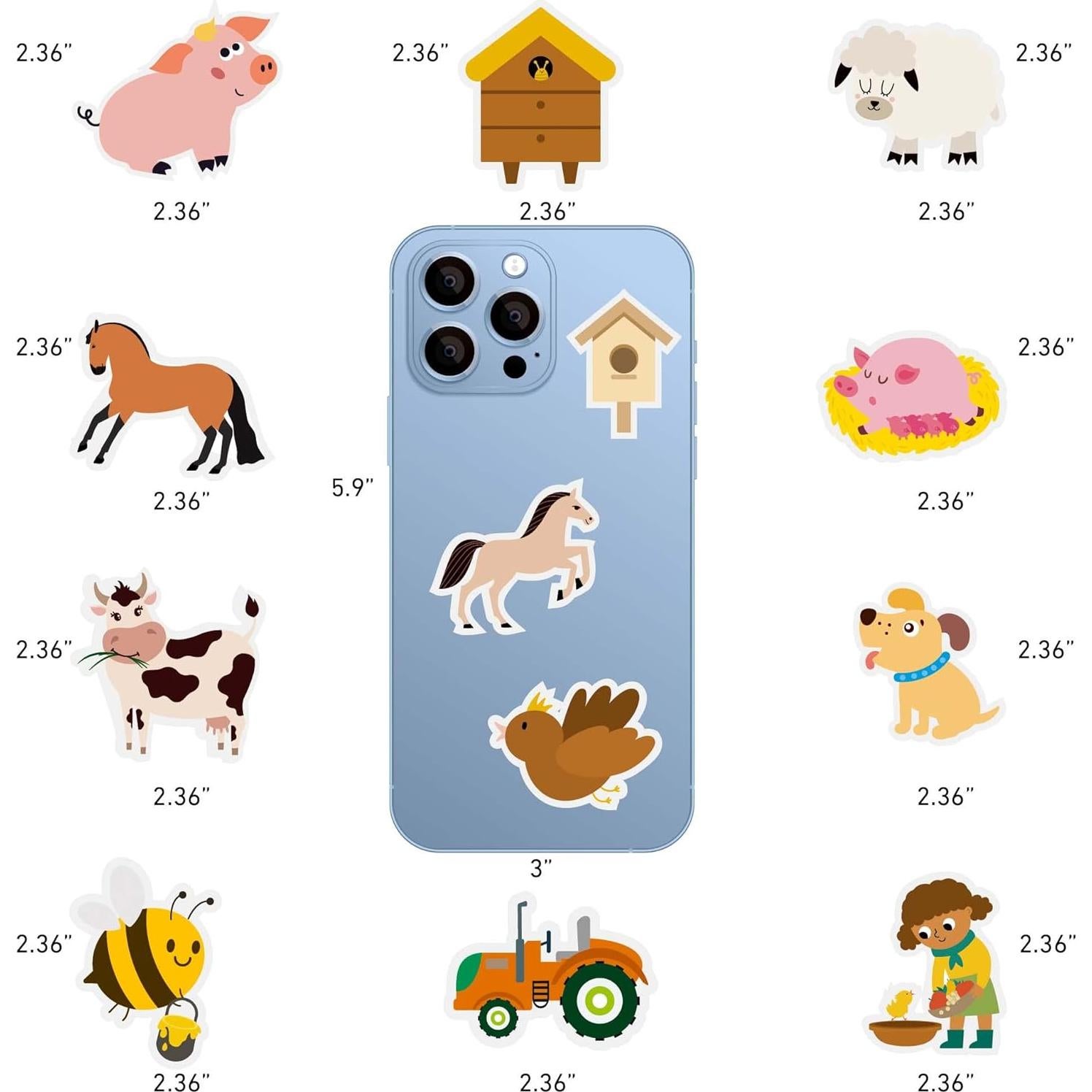 Calcomanías de Animales de Granja Cleverplay - 100 Piezas