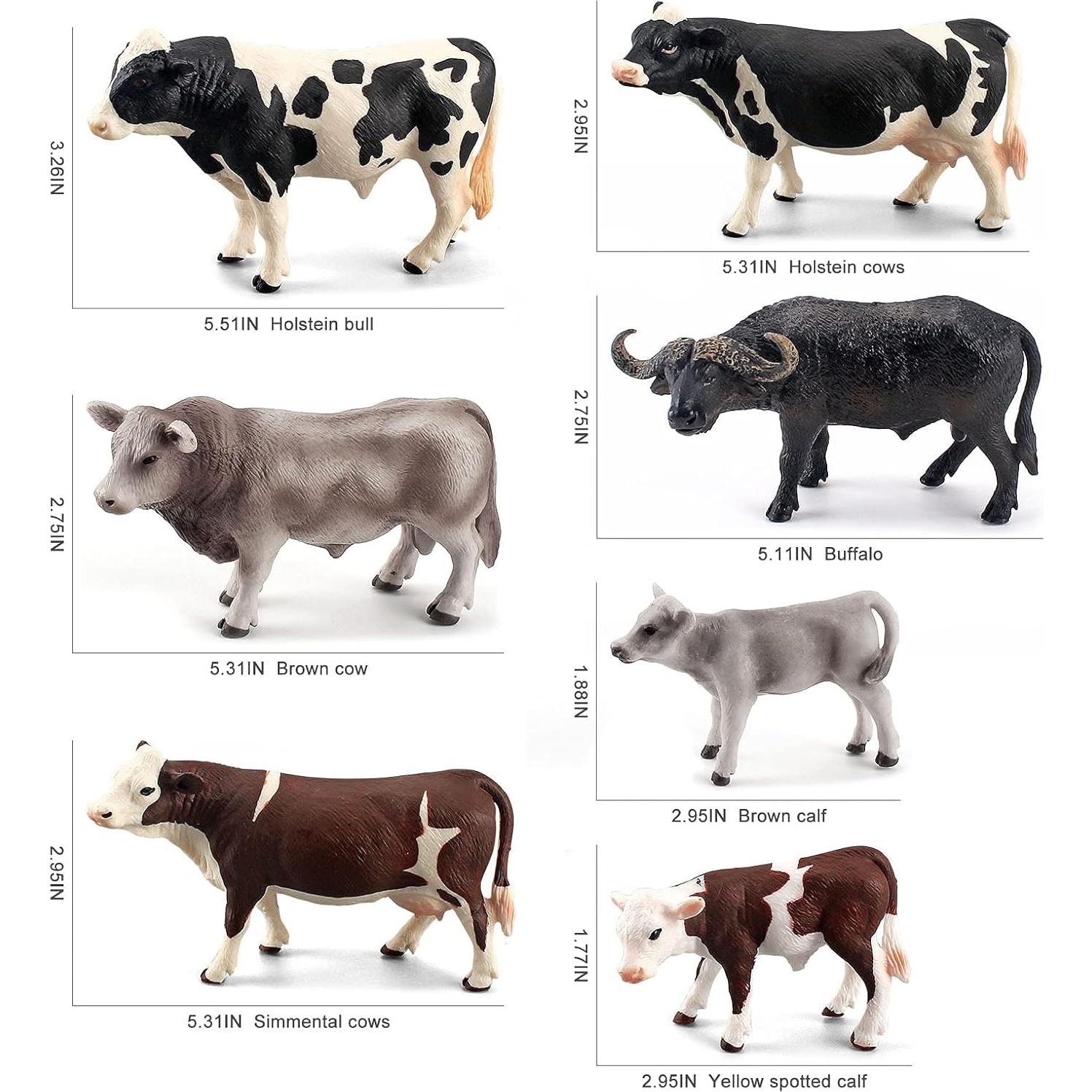 Set de Figuras de Vacas Realistas 7PCS LC JoyCre para Diorama