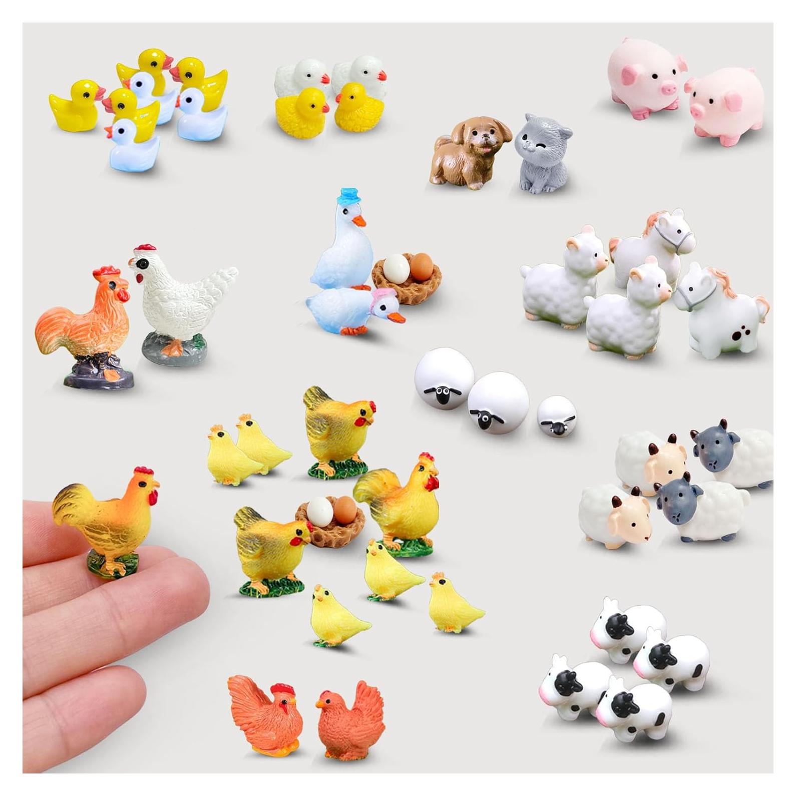 50 Mini Figuras de Animales de Granja SparkleFab - Resina