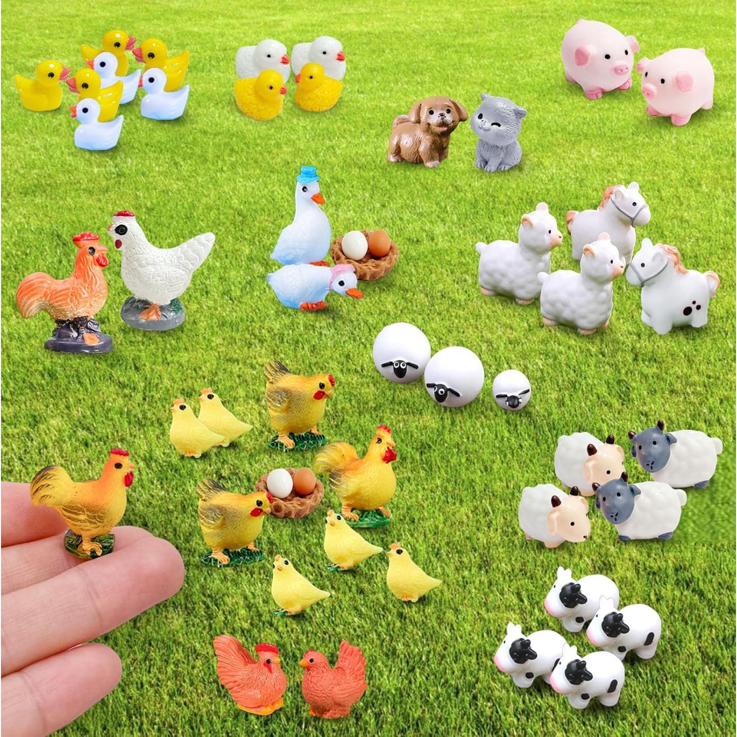 50 Mini Figuras de Animales de Granja SparkleFab - Resina