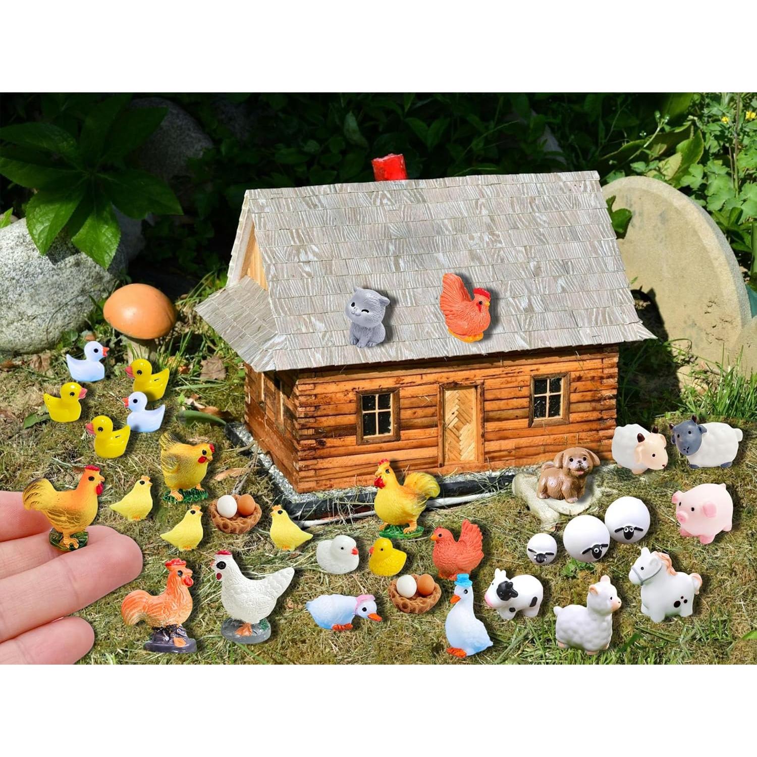 50 Mini Figuras de Animales de Granja SparkleFab - Resina