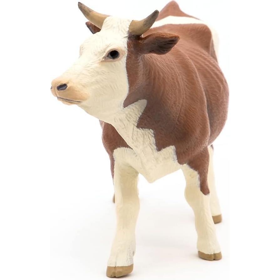 Figura de Vaca Simmental Papo - Realista y Pintada a Mano - 13x4x8 cm