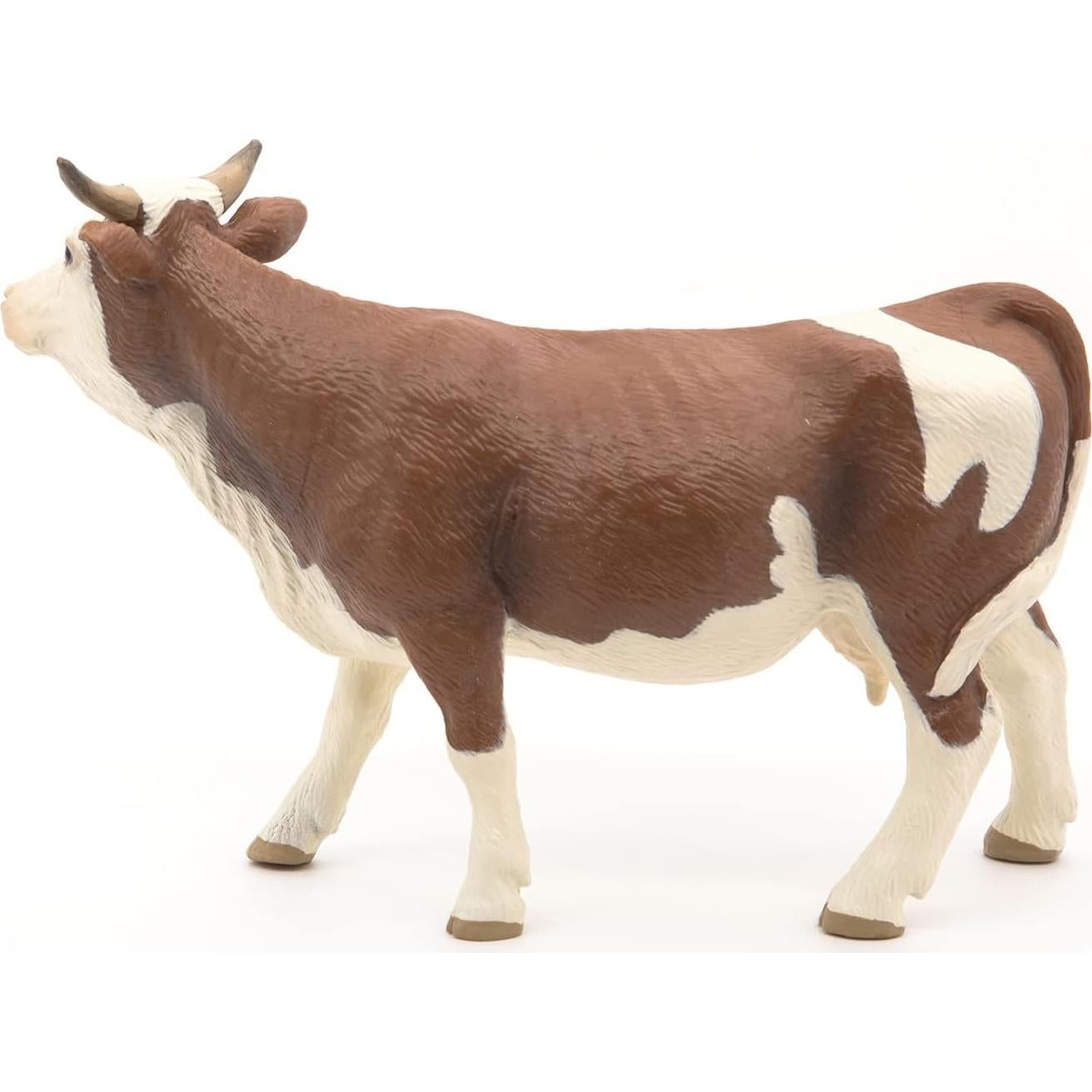 Figura de Vaca Simmental Papo - Realista y Pintada a Mano - 13x4x8 cm