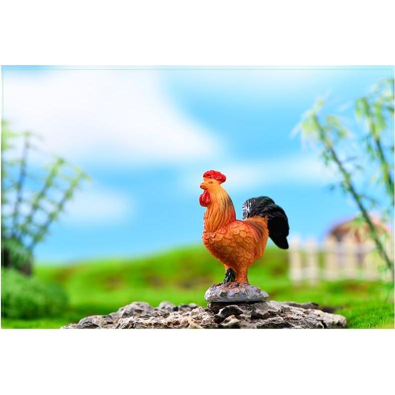 Figuras Miniatura Gallo y Gallina Haohaiblooms - 4x2.5x5.9cm