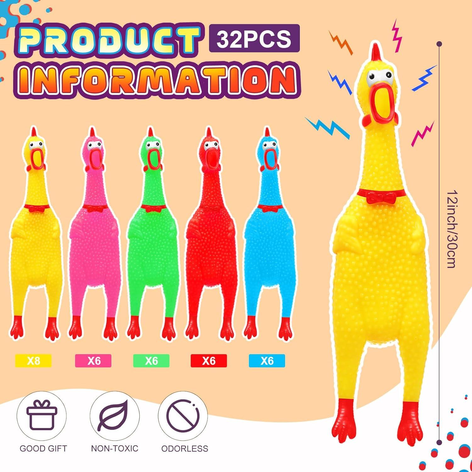 Juguete de Pollo de Goma Honoson 32 Pcs 30.48 cm Multicolor