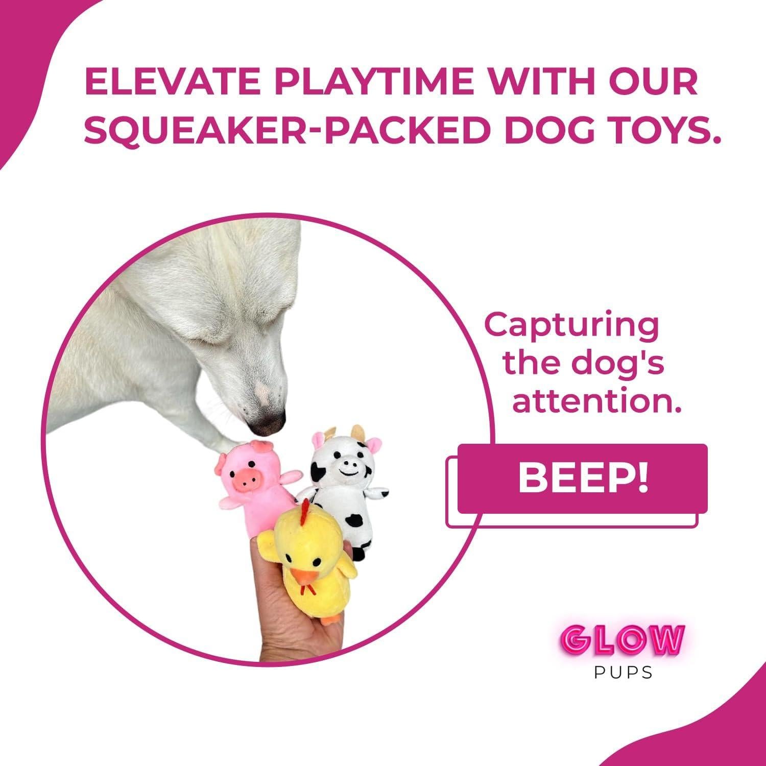 Juguetes de Peluche Squeaky Glow Pups para Perros Pequeños - 3 Piezas