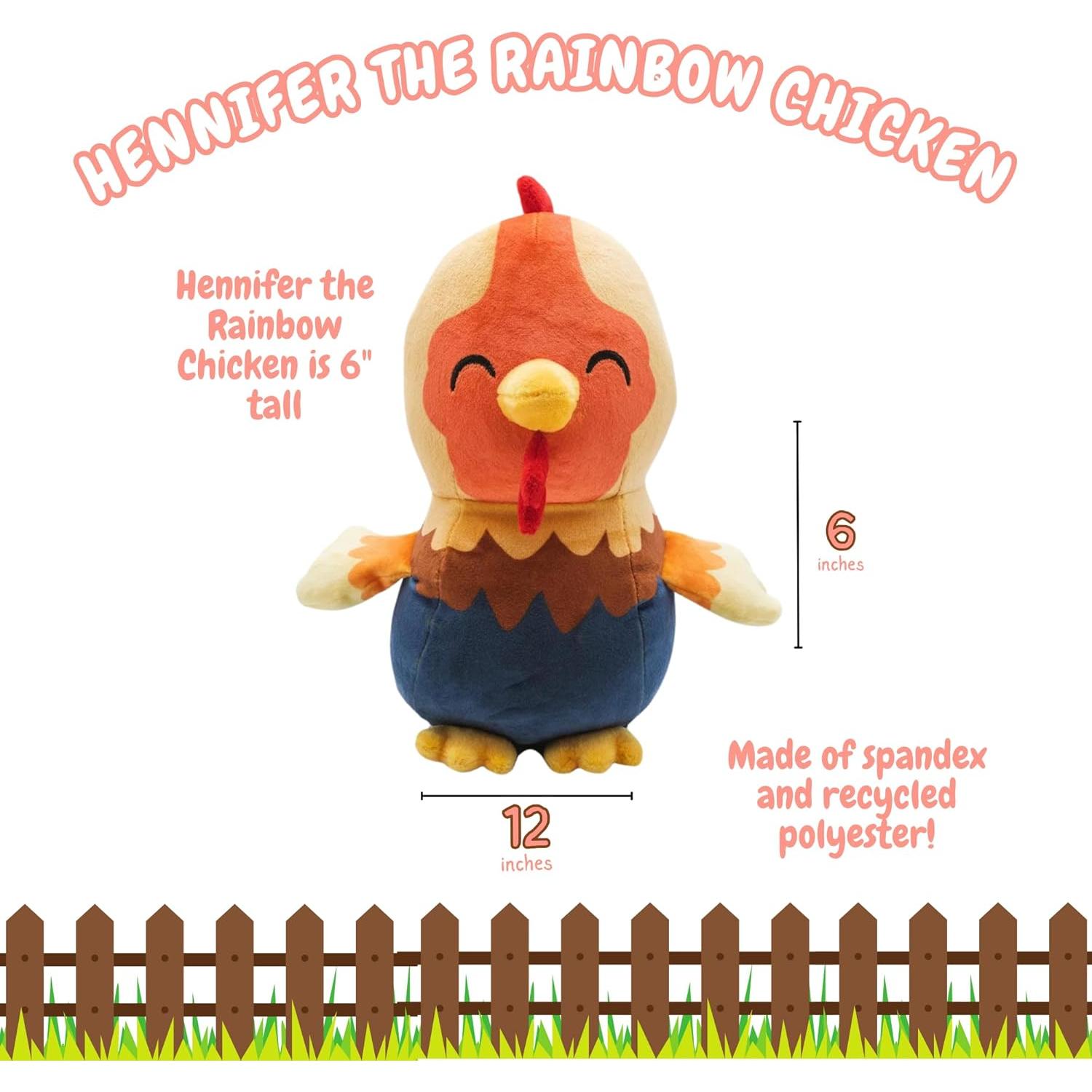 Hennifer Pollo Arcoíris Peluche 20 cm - Suave y Ecológico