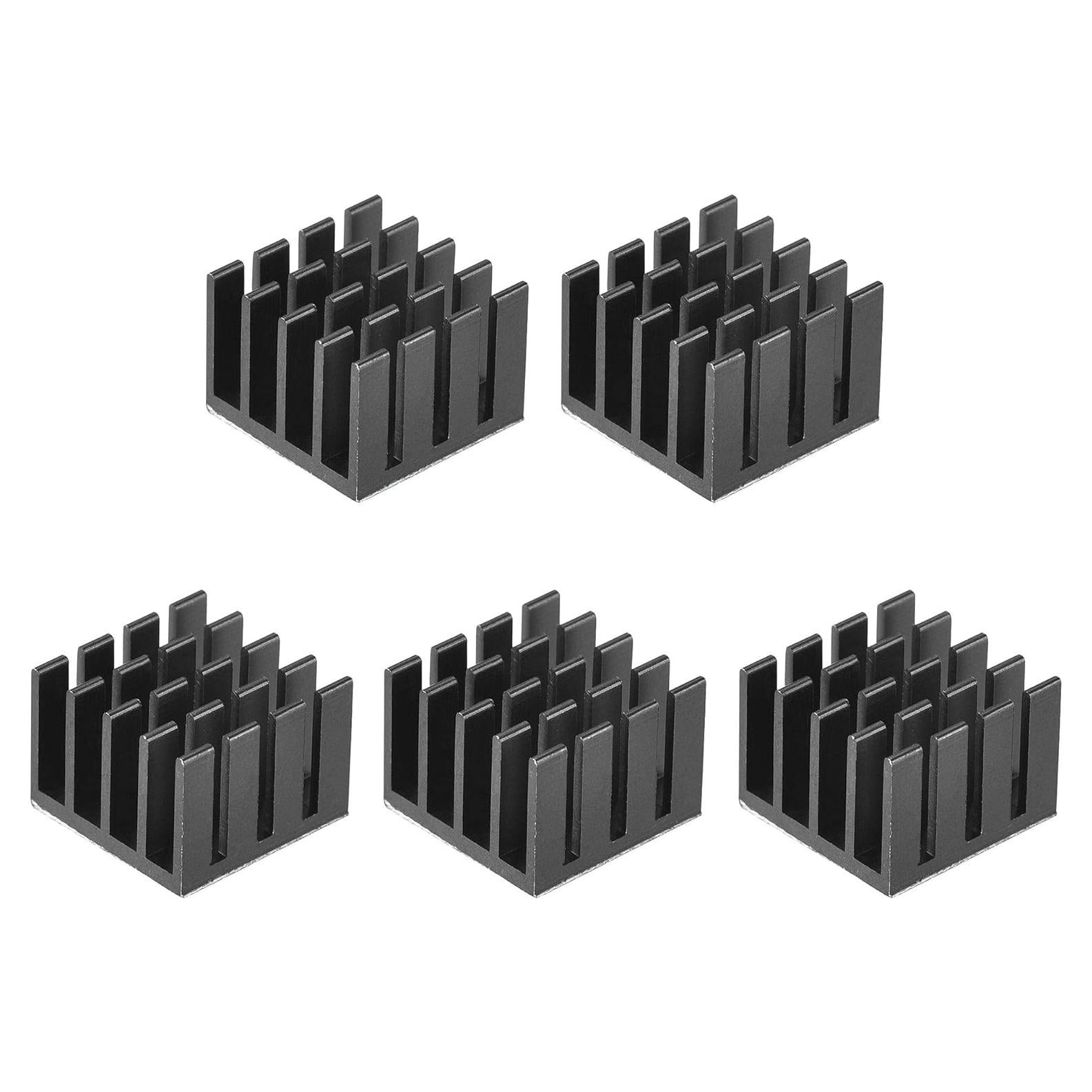 Radiador Térmico Autoadhesivo uxcell 14x14x10mm Negro - 5 Pcs
