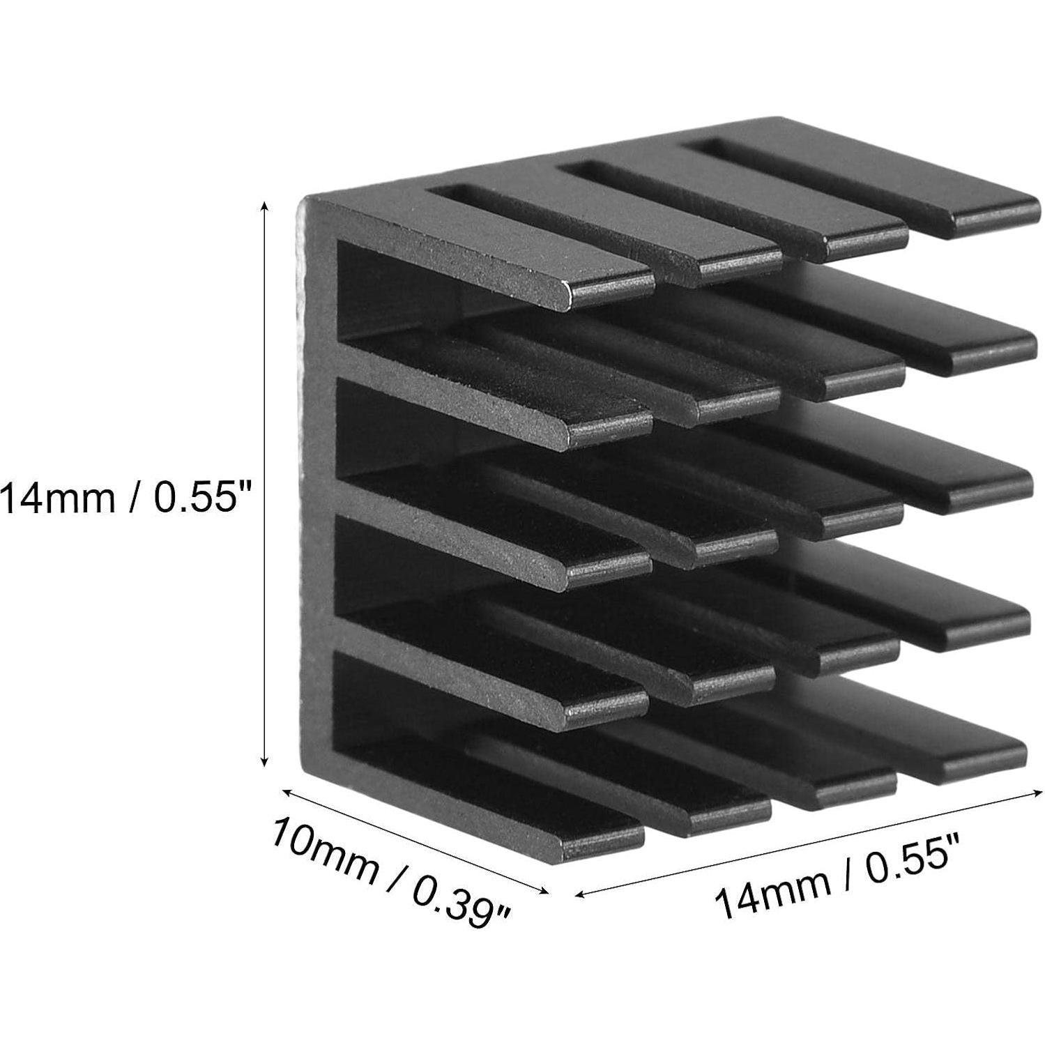 Radiador Térmico Autoadhesivo uxcell 14x14x10mm Negro - 5 Pcs
