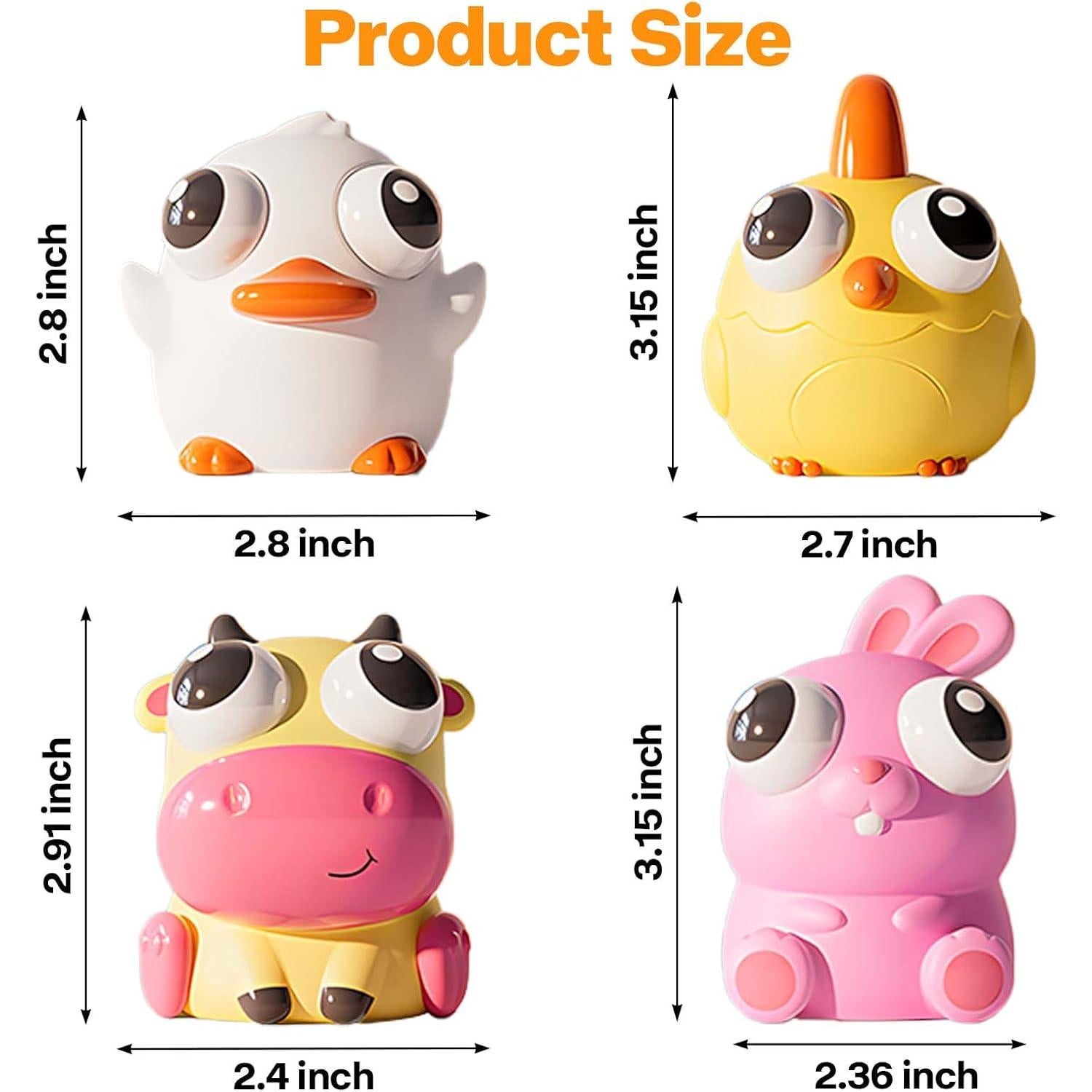 4 Juguetes Antiestrés Niulife Animales Kawaii 7.1 cm