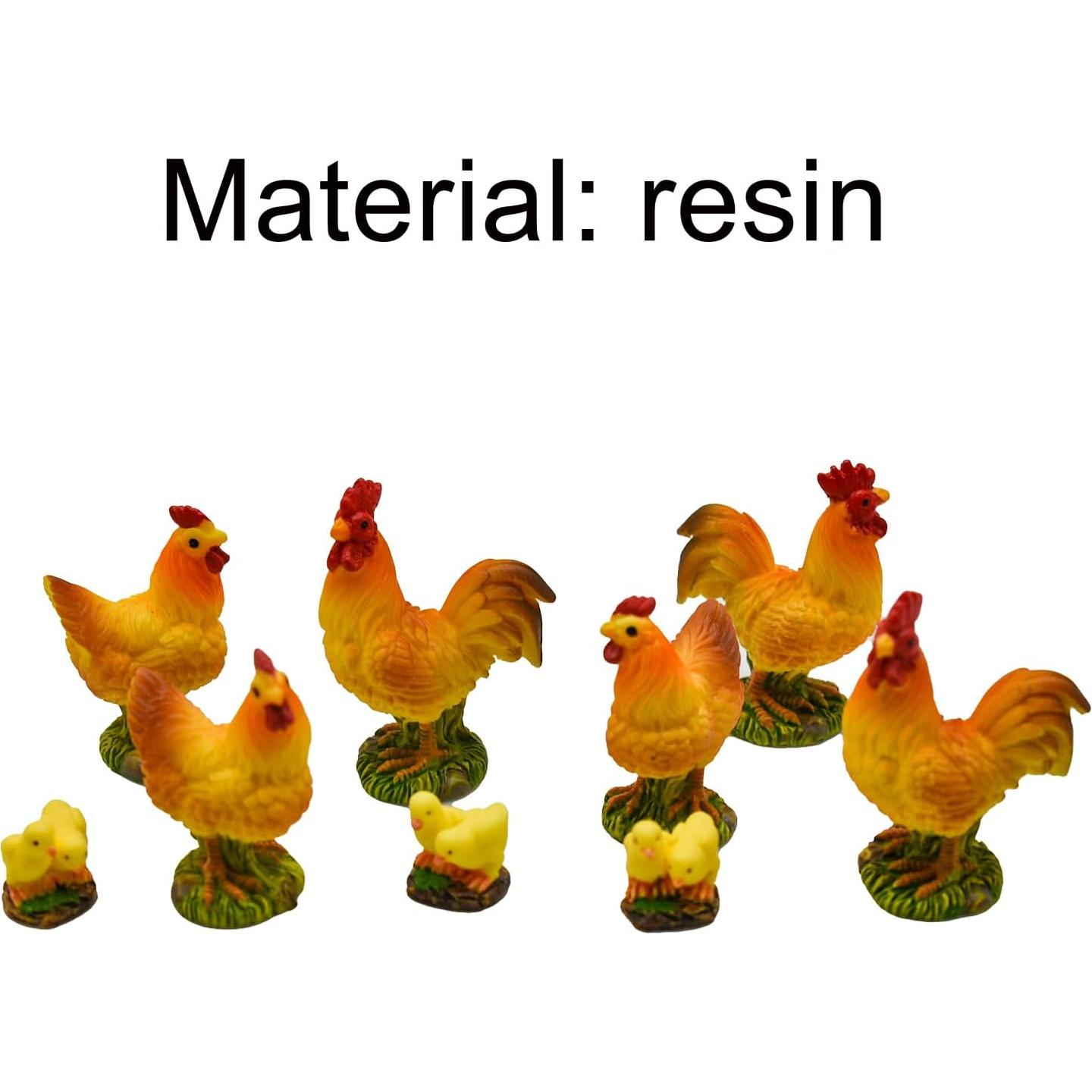 Figuras de Pollo Miniatura Pinenjoy - 9 Piezas de Resina 3-5 cm