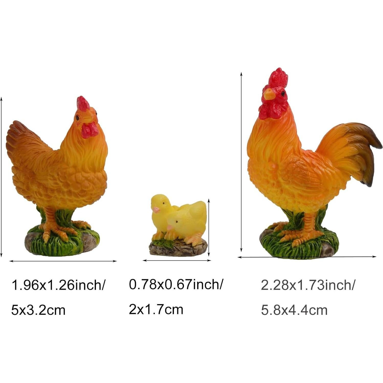 Figuras de Pollo Miniatura Pinenjoy - 9 Piezas de Resina 3-5 cm