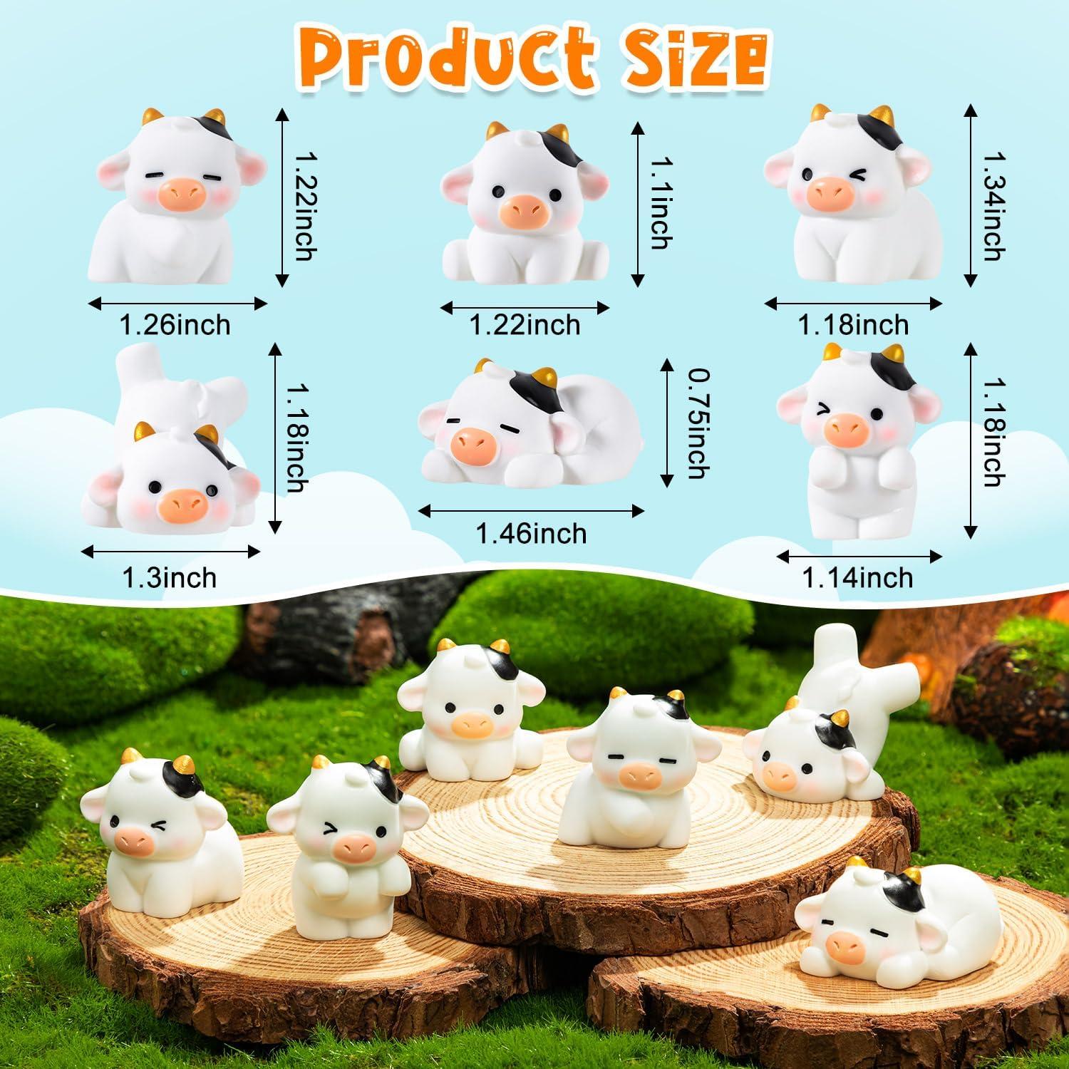 12 Mini Figuras de Vacas de Resina KQYSLXG para Decoración