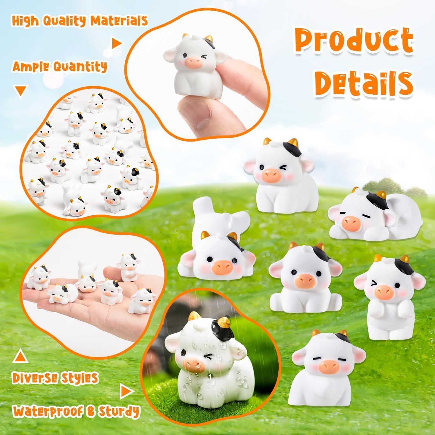 12 Mini Figuras de Vacas de Resina KQYSLXG para Decoración