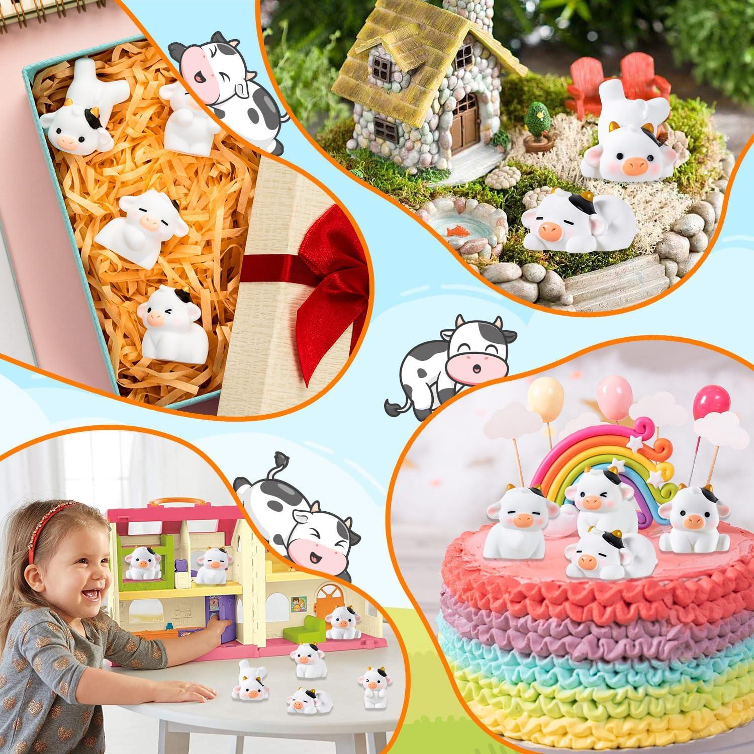 12 Mini Figuras de Vacas de Resina KQYSLXG para Decoración