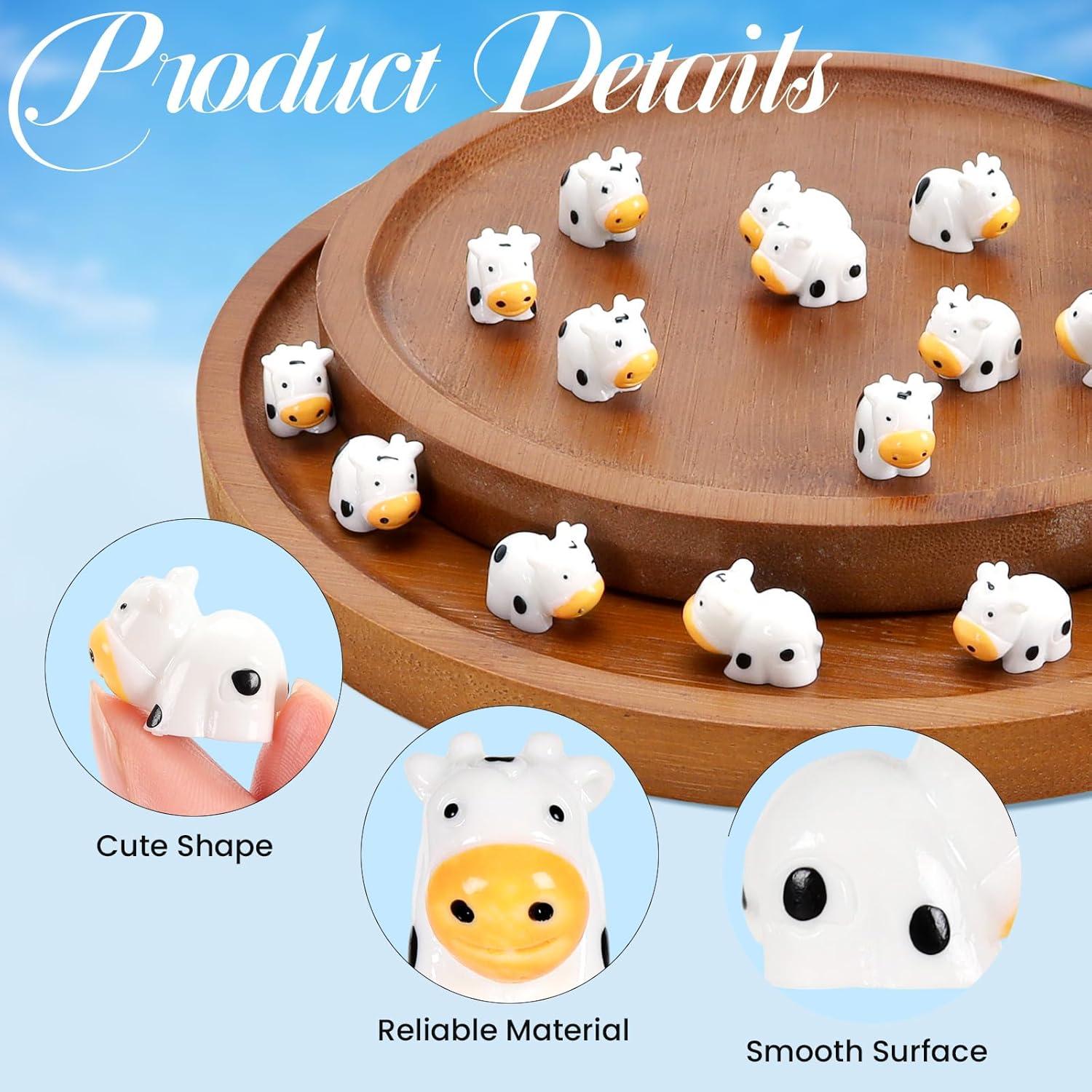 48 Mini Vacas de Resina VICROIC para Decoración y Manualidades