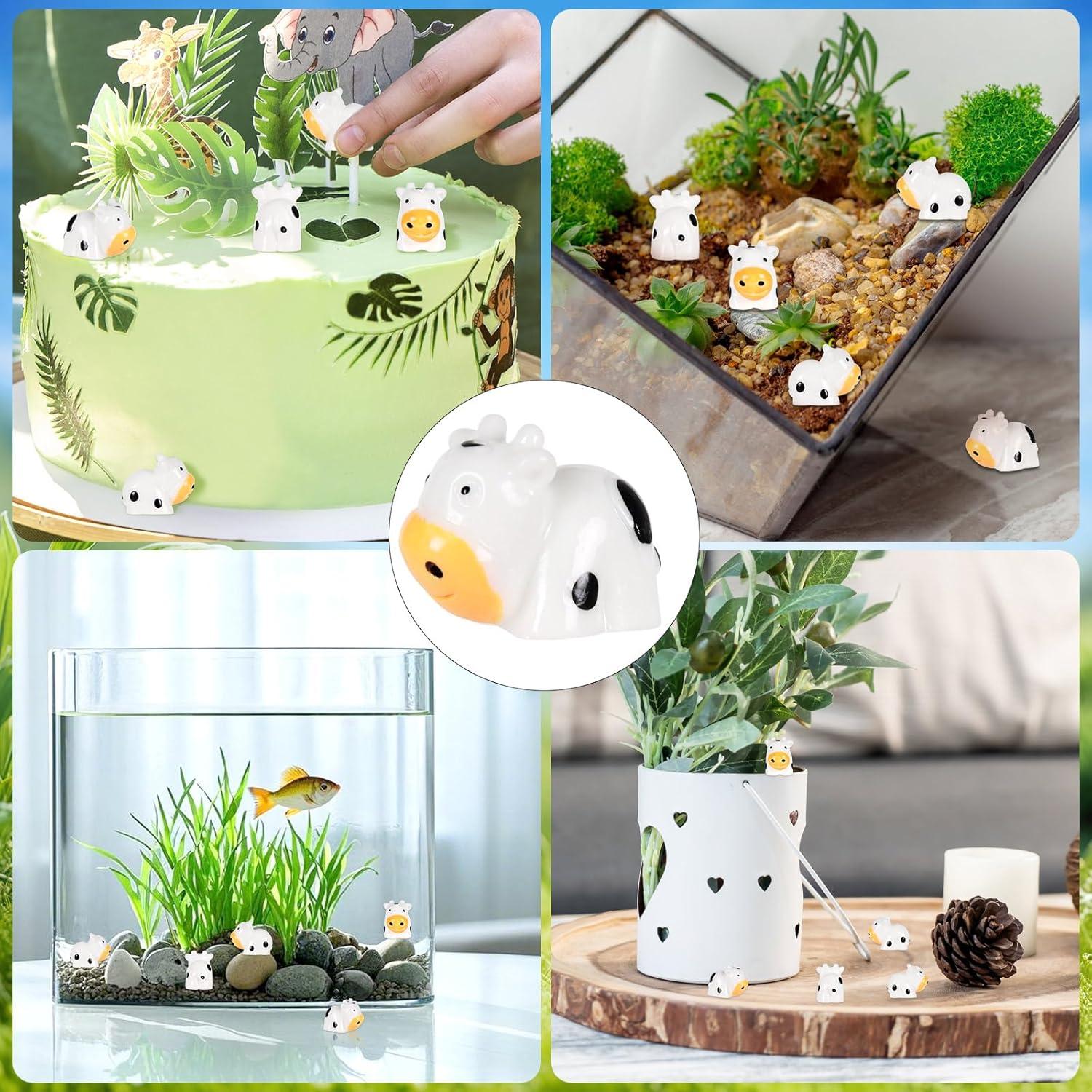 48 Mini Vacas de Resina VICROIC para Decoración y Manualidades