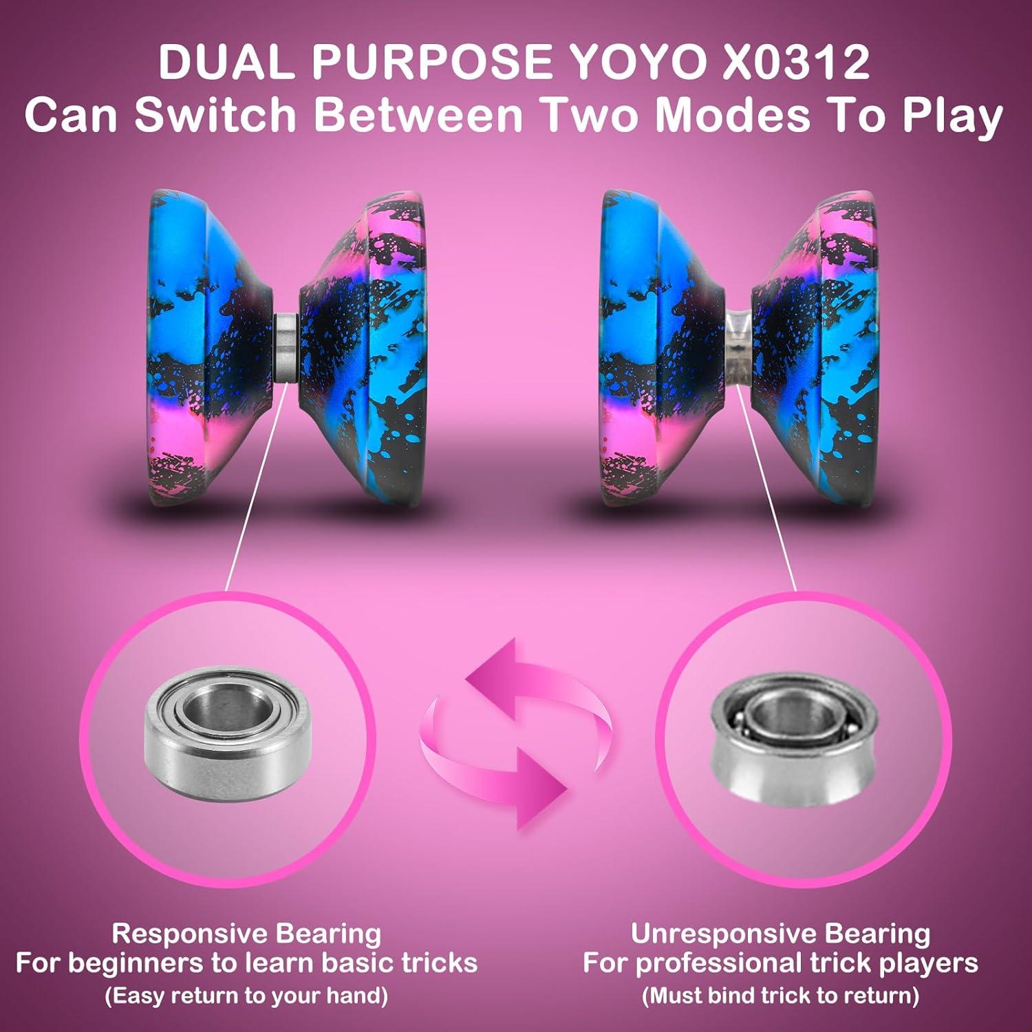 Yoyo Profesional YoYoStudio X0312 para Trucos - Negro Azul Rosa