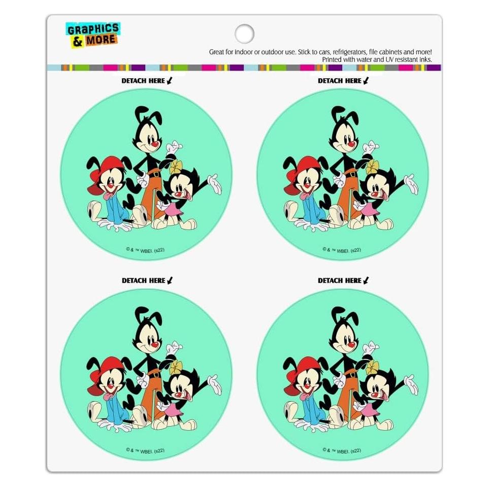 Conjunto de 4 Imanes de Vinilo Animaniacs - 6.4cm Redondos