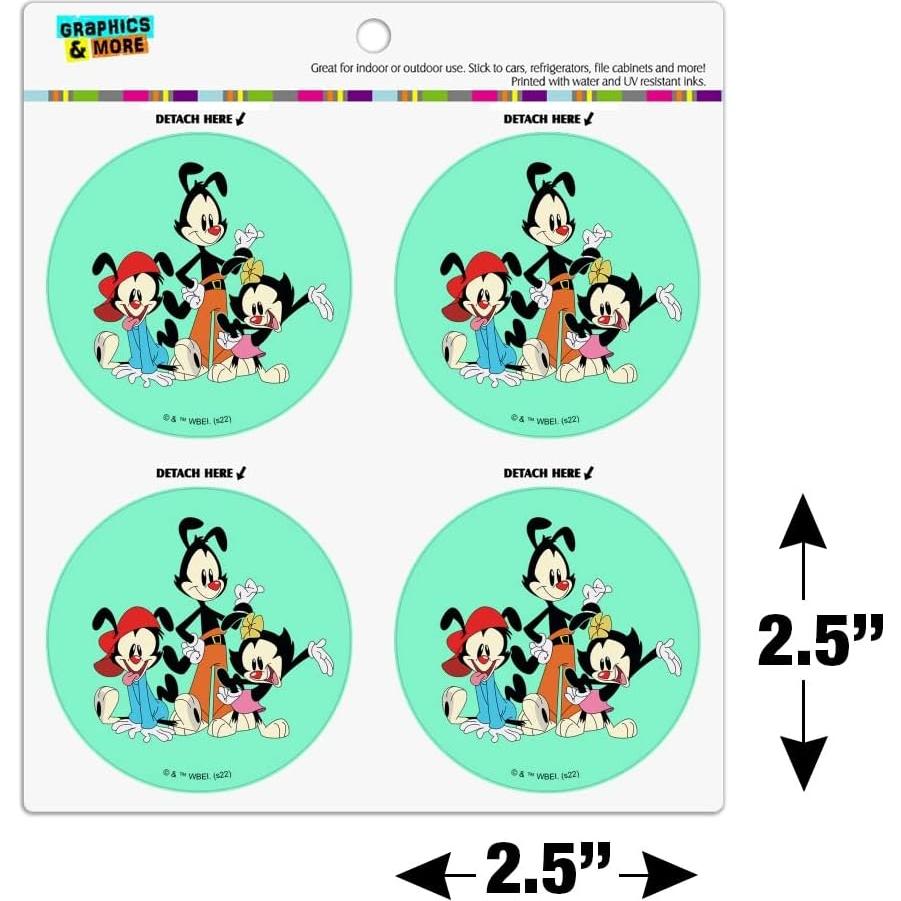 Conjunto de 4 Imanes de Vinilo Animaniacs - 6.4cm Redondos