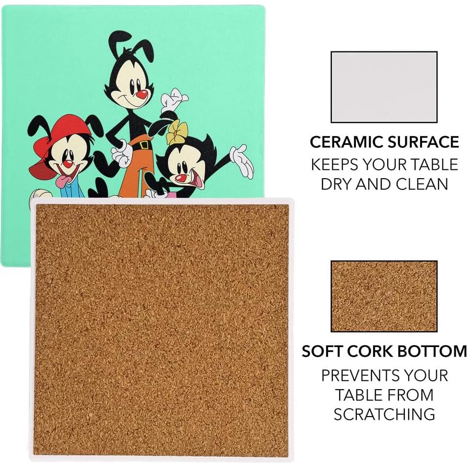 Conjunto de 2 Posavasos Cerámicos Animaniacs 9.9 cm