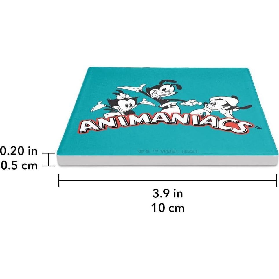 Set de 2 Posavasos Cerámica Animaniacs 9.9 cm con Base de Corcho