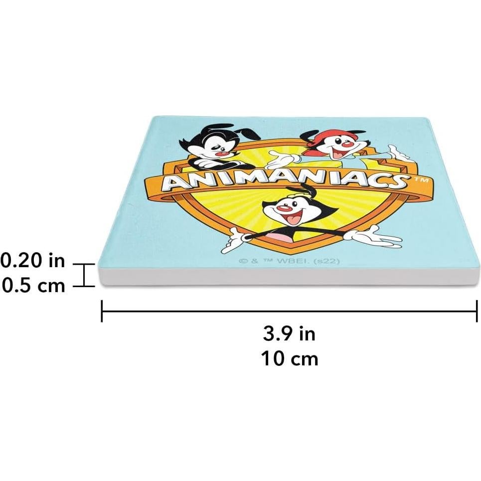Set de 2 Posavasos Cerámicos Animaniacs 9.9 cm con Base de Corcho