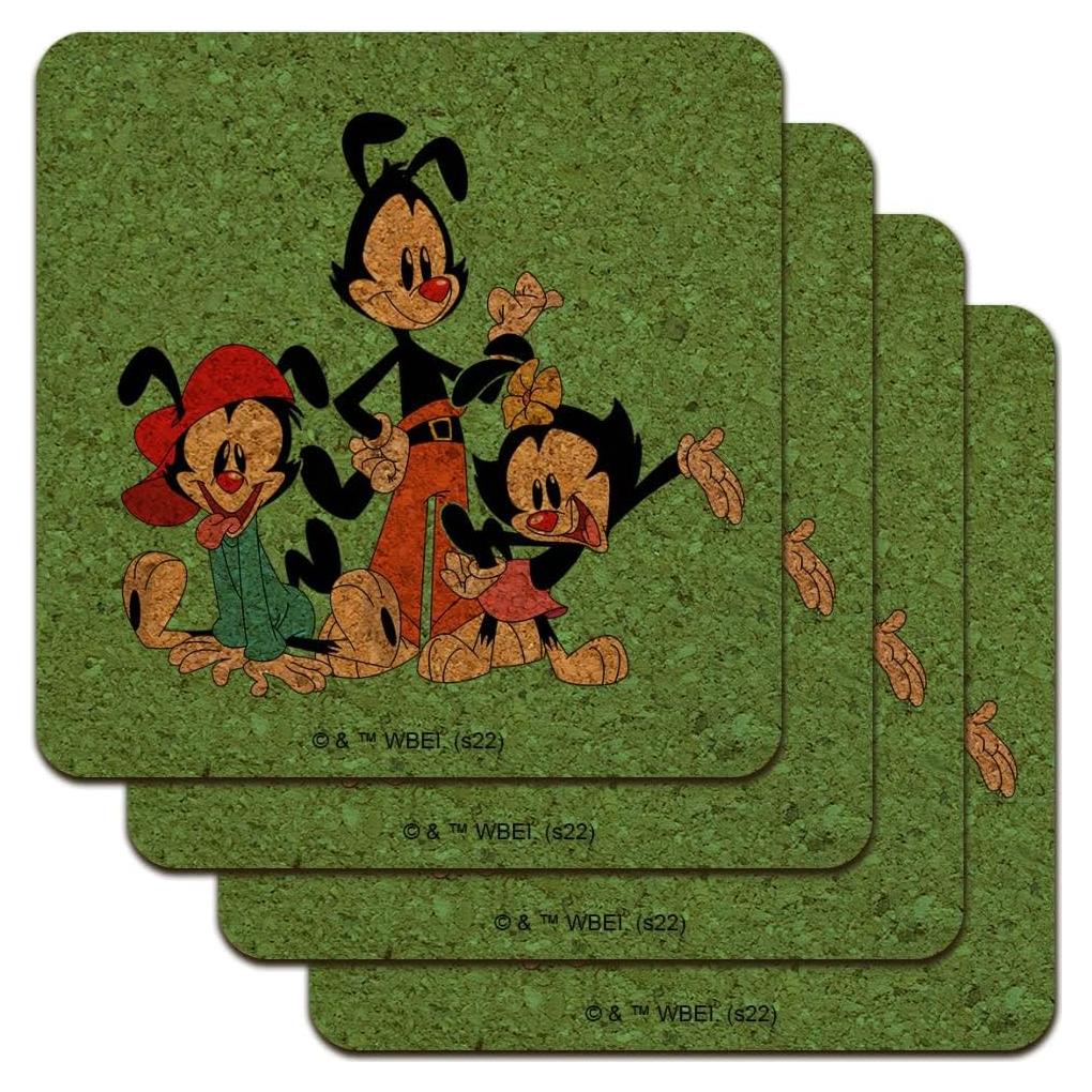 Conjunto de 4 Posavasos de Corcho Animaniacs - Multicolor