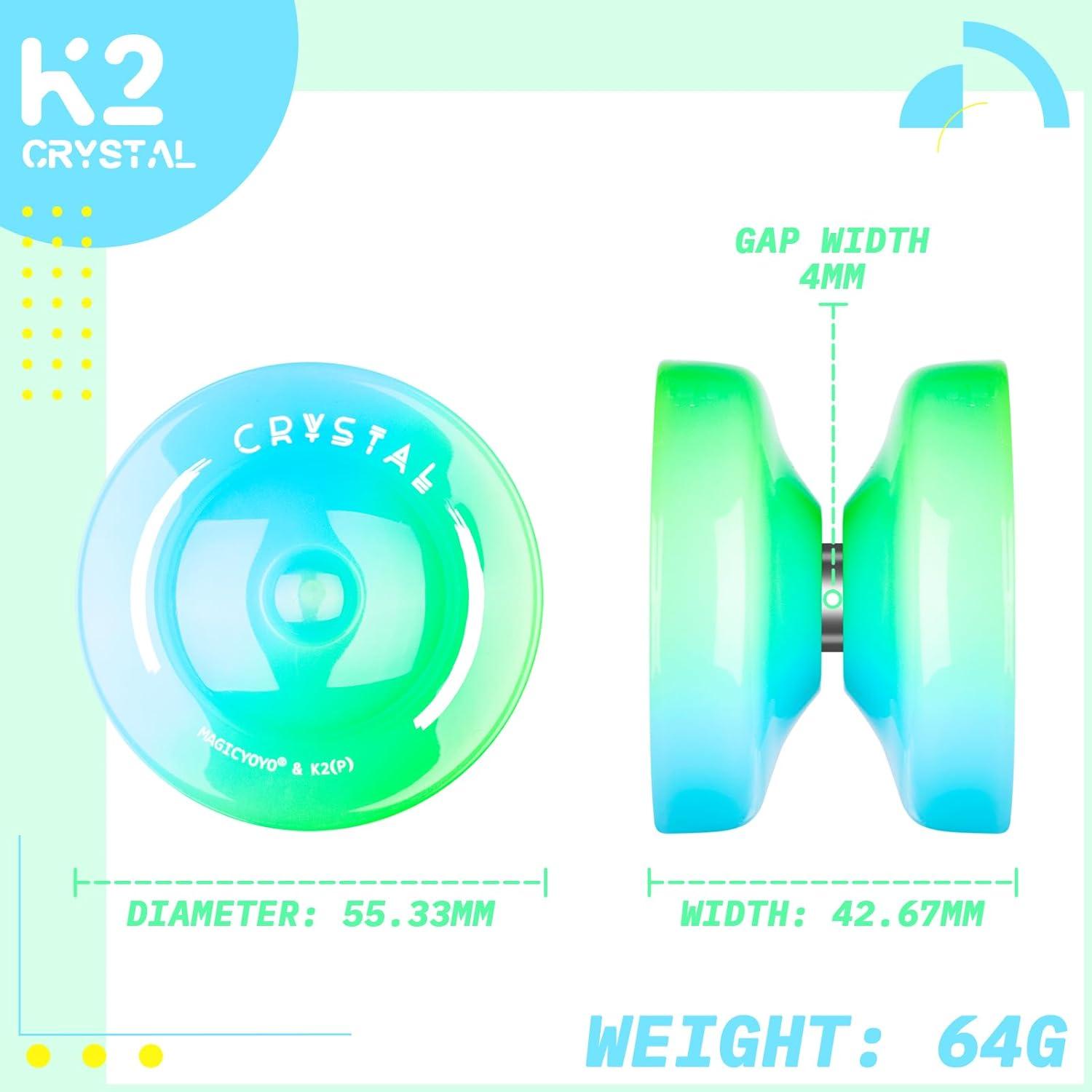 Yoyo K2 Cristal Azul Verde Degradado para Niños y Adultos