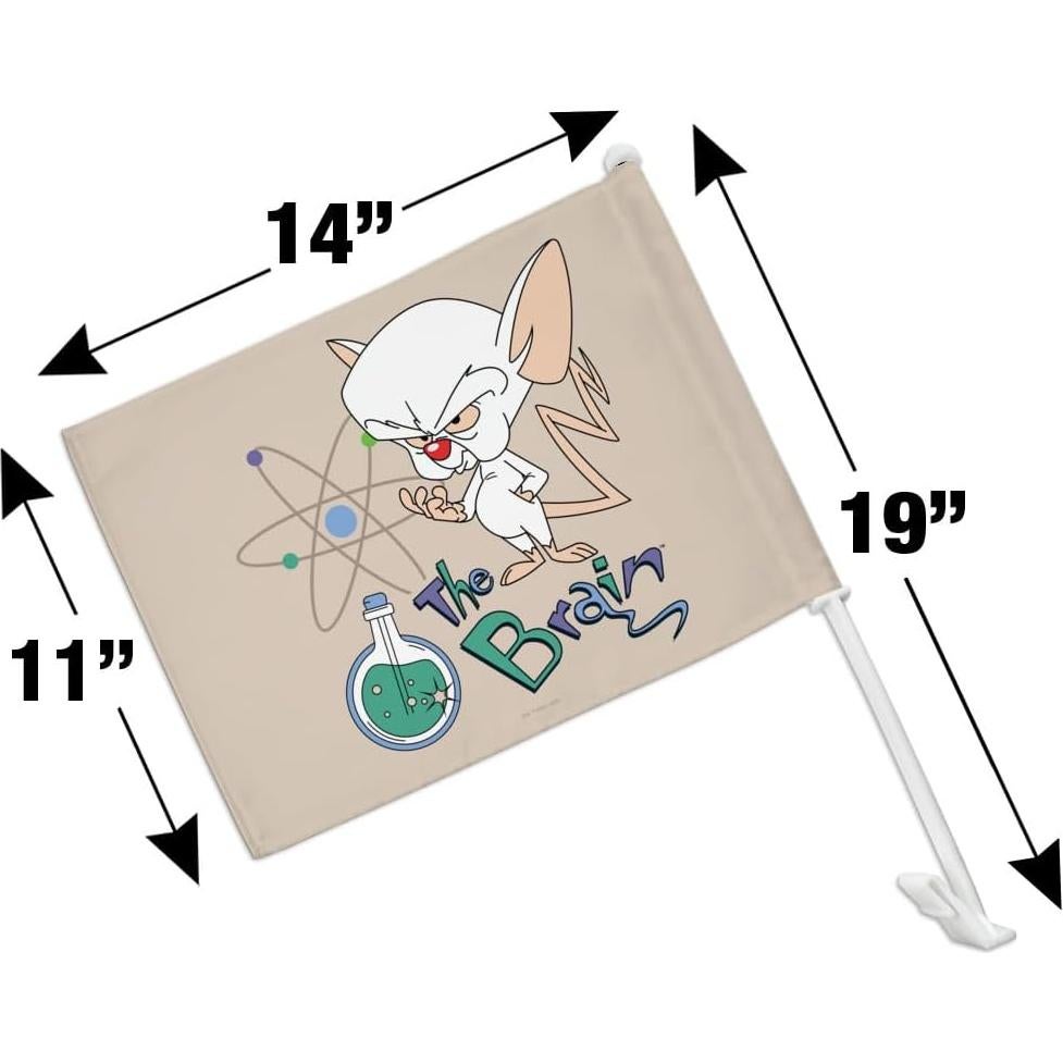 Bandera de Auto Pinky y El Cerebro con Poste 48cm
