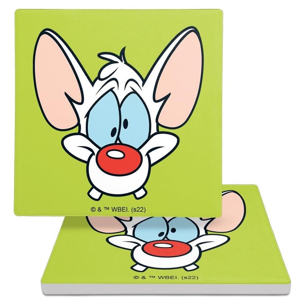Set de 2 Posavasos Cuadrados Cerámica Pinky & The Brain 9.9 cm