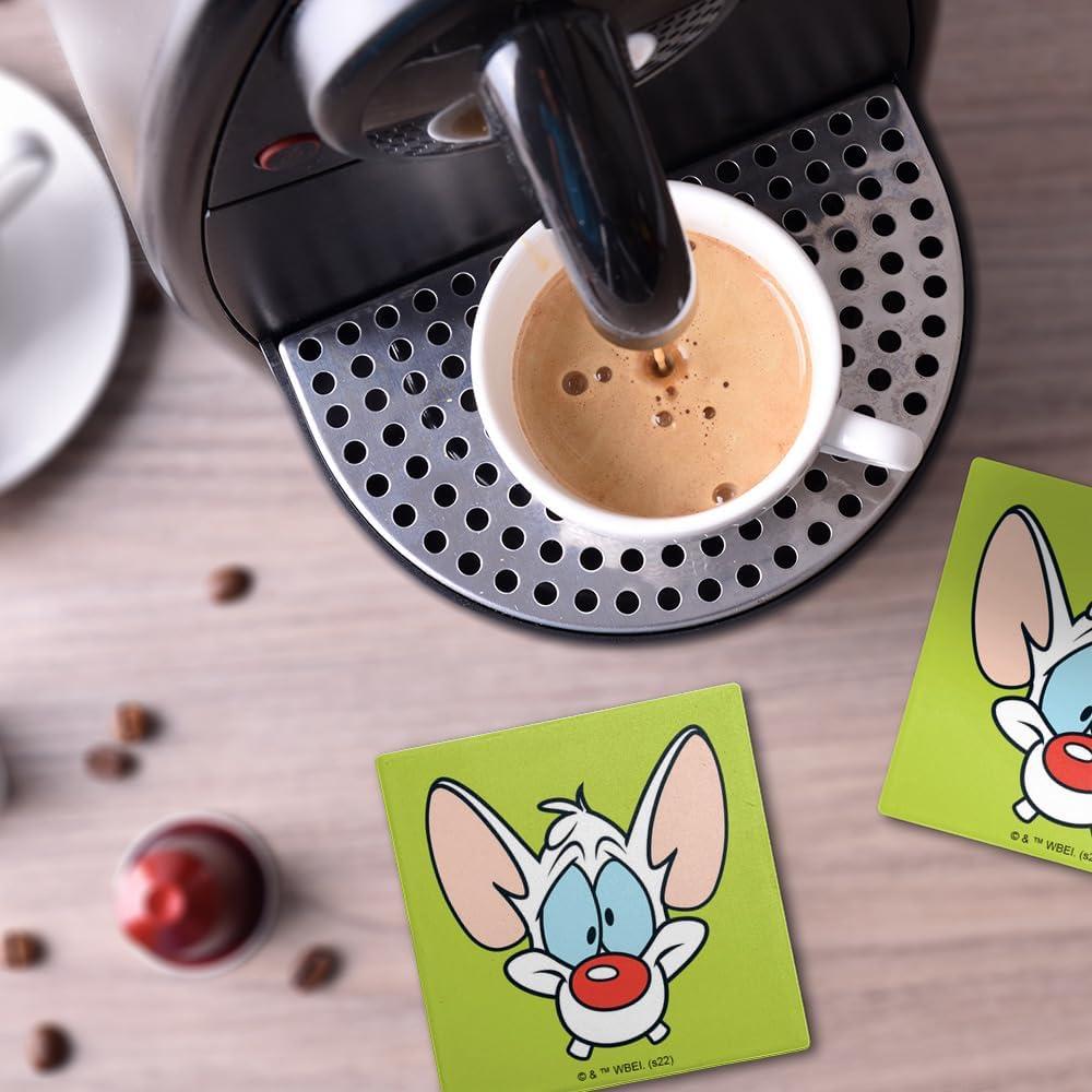 Set de 2 Posavasos Cuadrados Cerámica Pinky & The Brain 9.9 cm