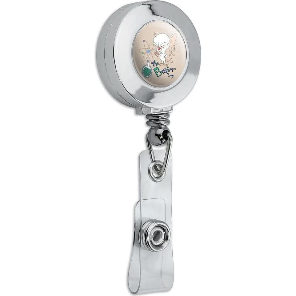Sostenedor de Identificación Retráctil Cromo Pinky y El Cerebro