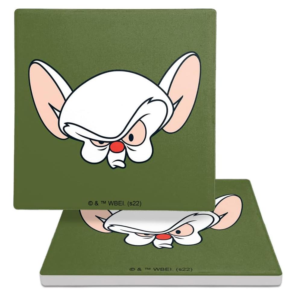 Set de 2 Posavasos Cerámicos Pinky y Cerebro 9.9 cm