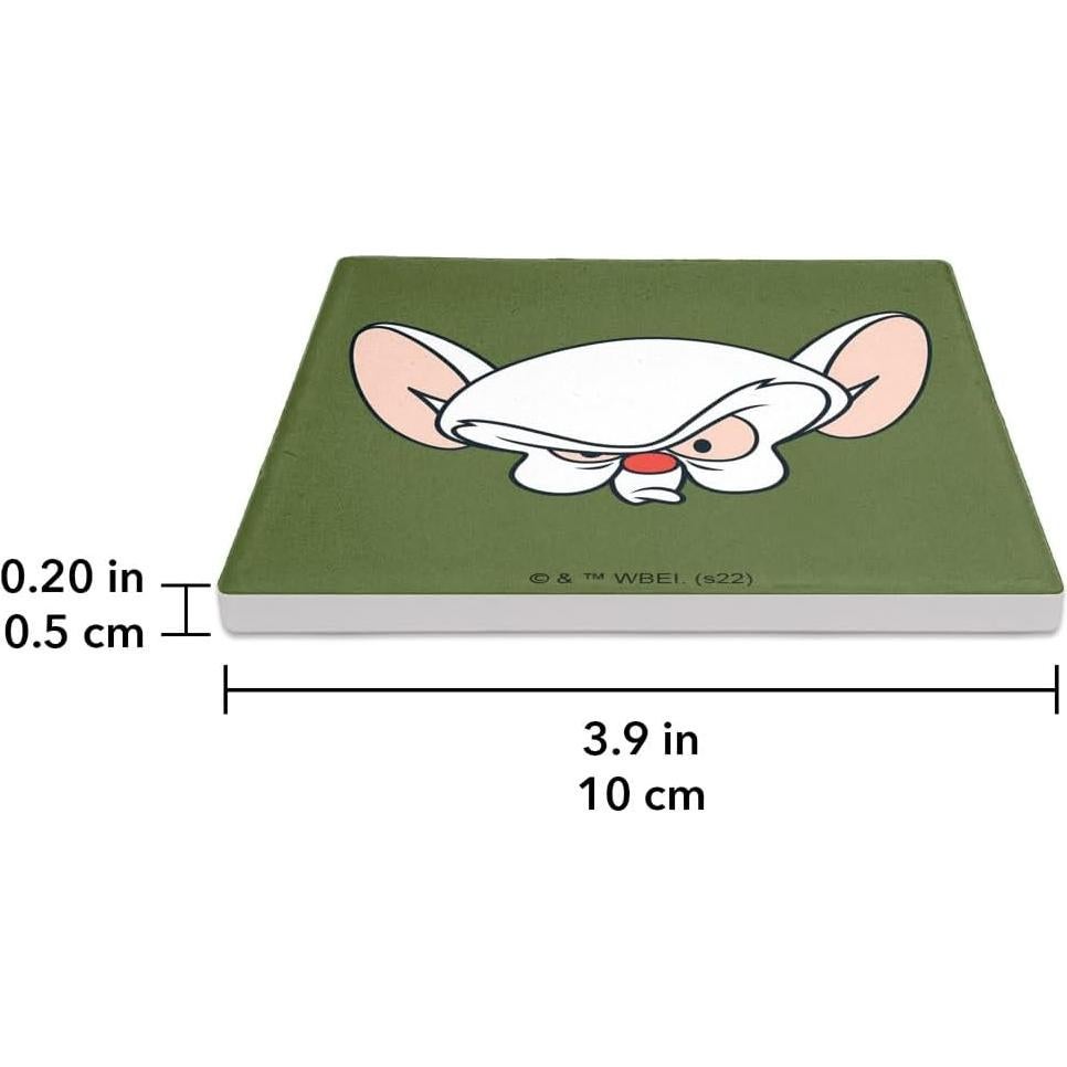 Set de 2 Posavasos Cerámicos Pinky y Cerebro 9.9 cm