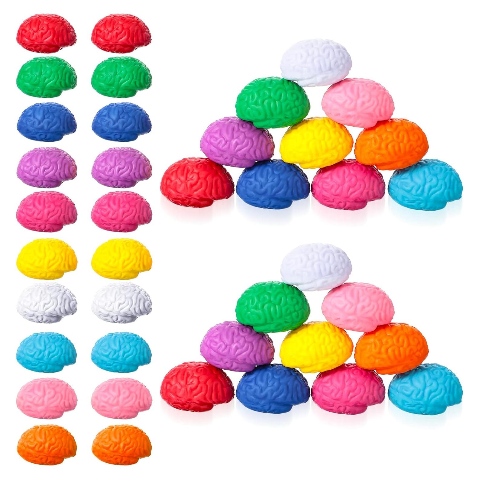 Kasyat 40 Pcs Bolas de Estrés Cerebro Mini Coloridas 4 cm