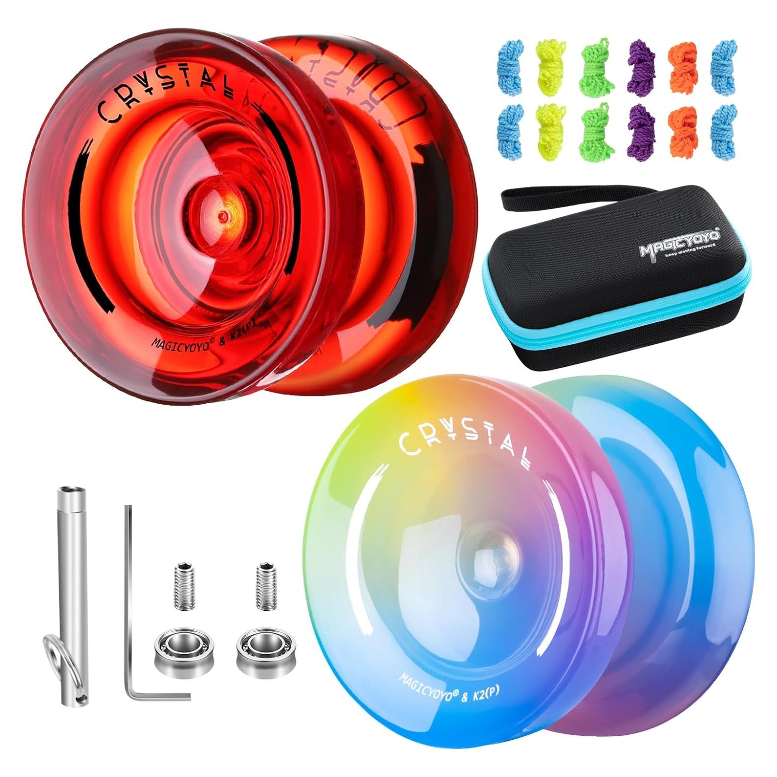YoYo K2 Crystal Rojo y Gradiente Tricolor + 12 Cuerdas