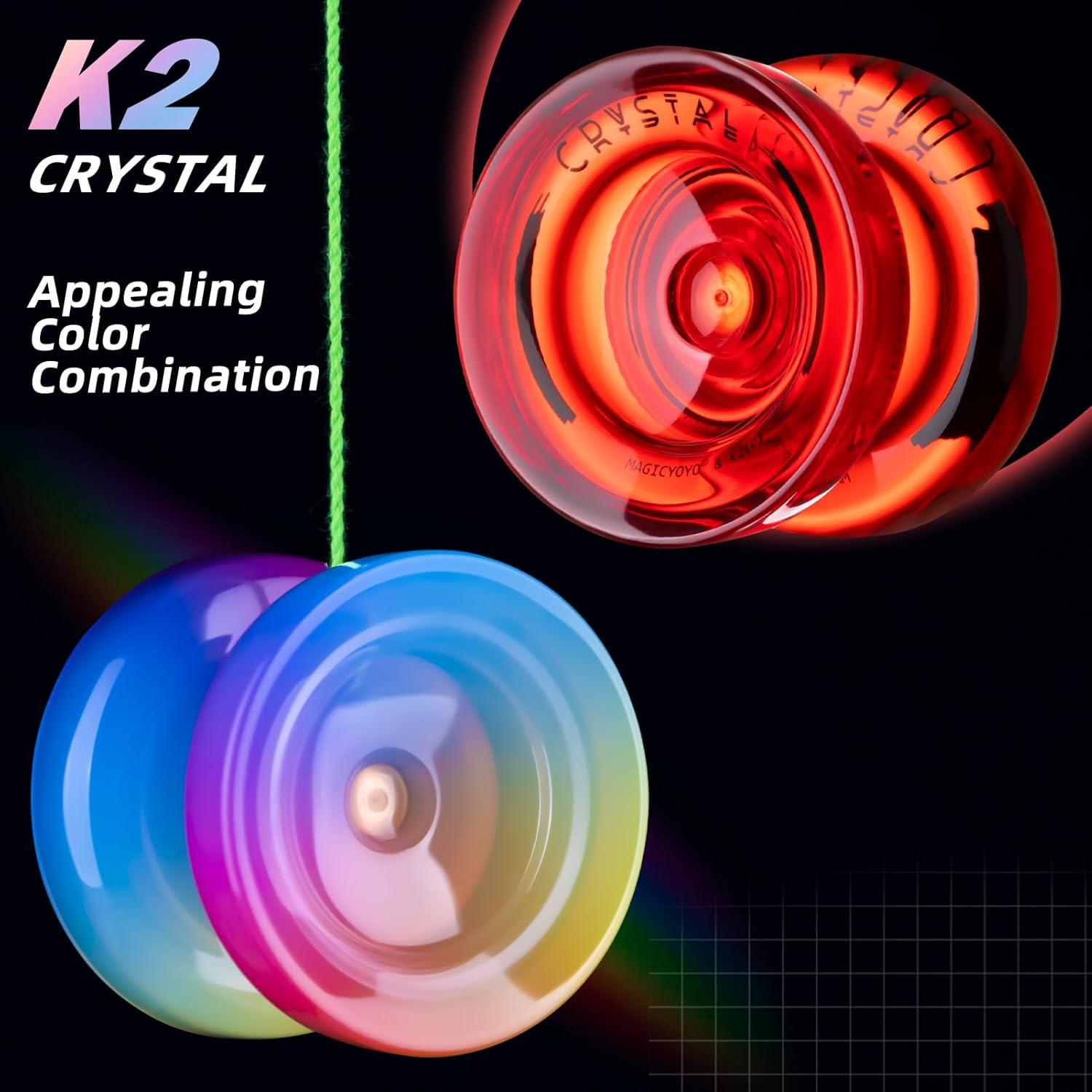 YoYo K2 Crystal Rojo y Gradiente Tricolor + 12 Cuerdas