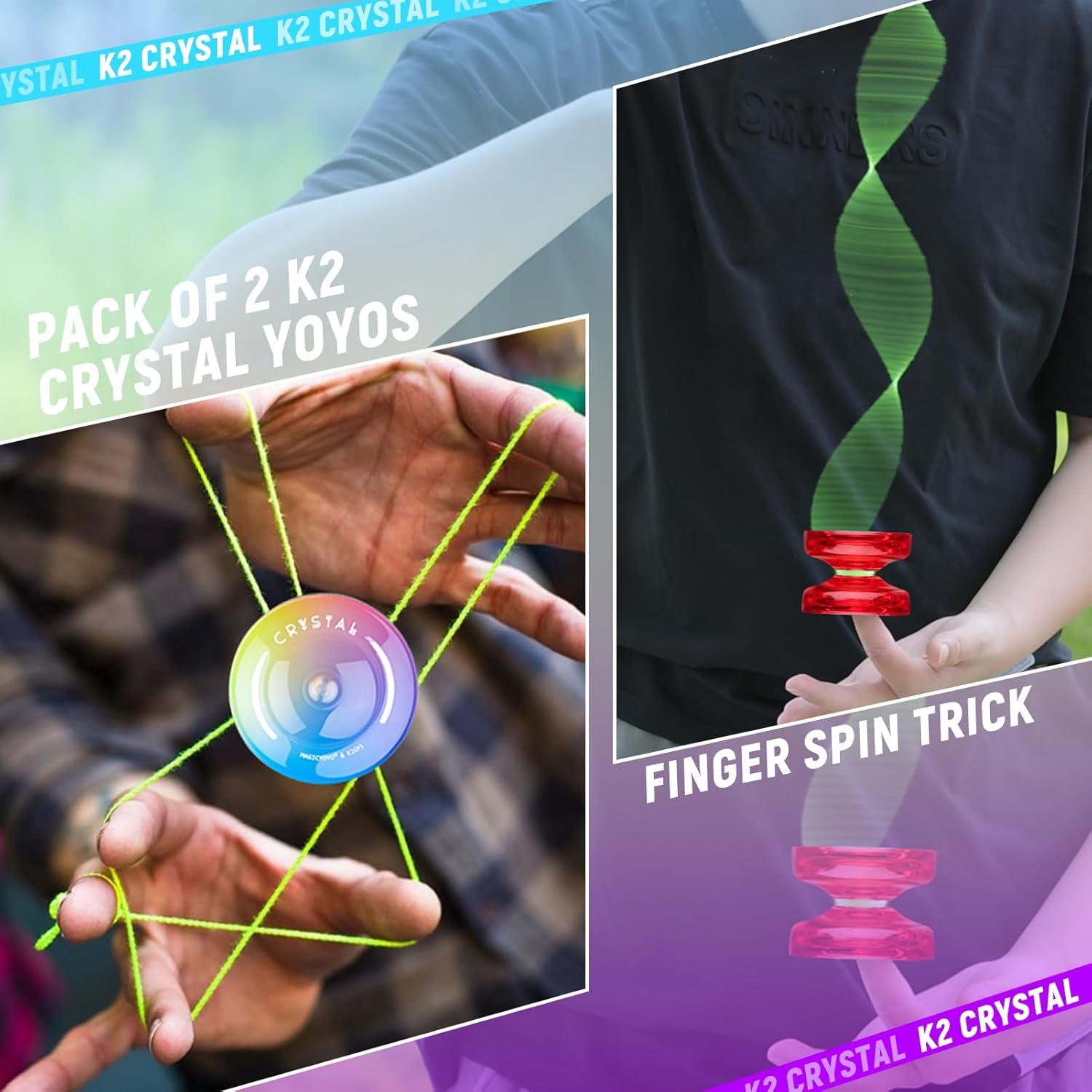 YoYo K2 Crystal Rojo y Gradiente Tricolor + 12 Cuerdas