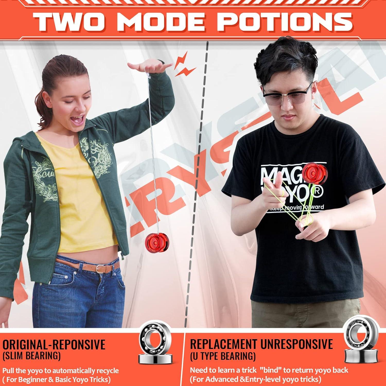 YoYo K2 Crystal Rojo y Gradiente Tricolor + 12 Cuerdas